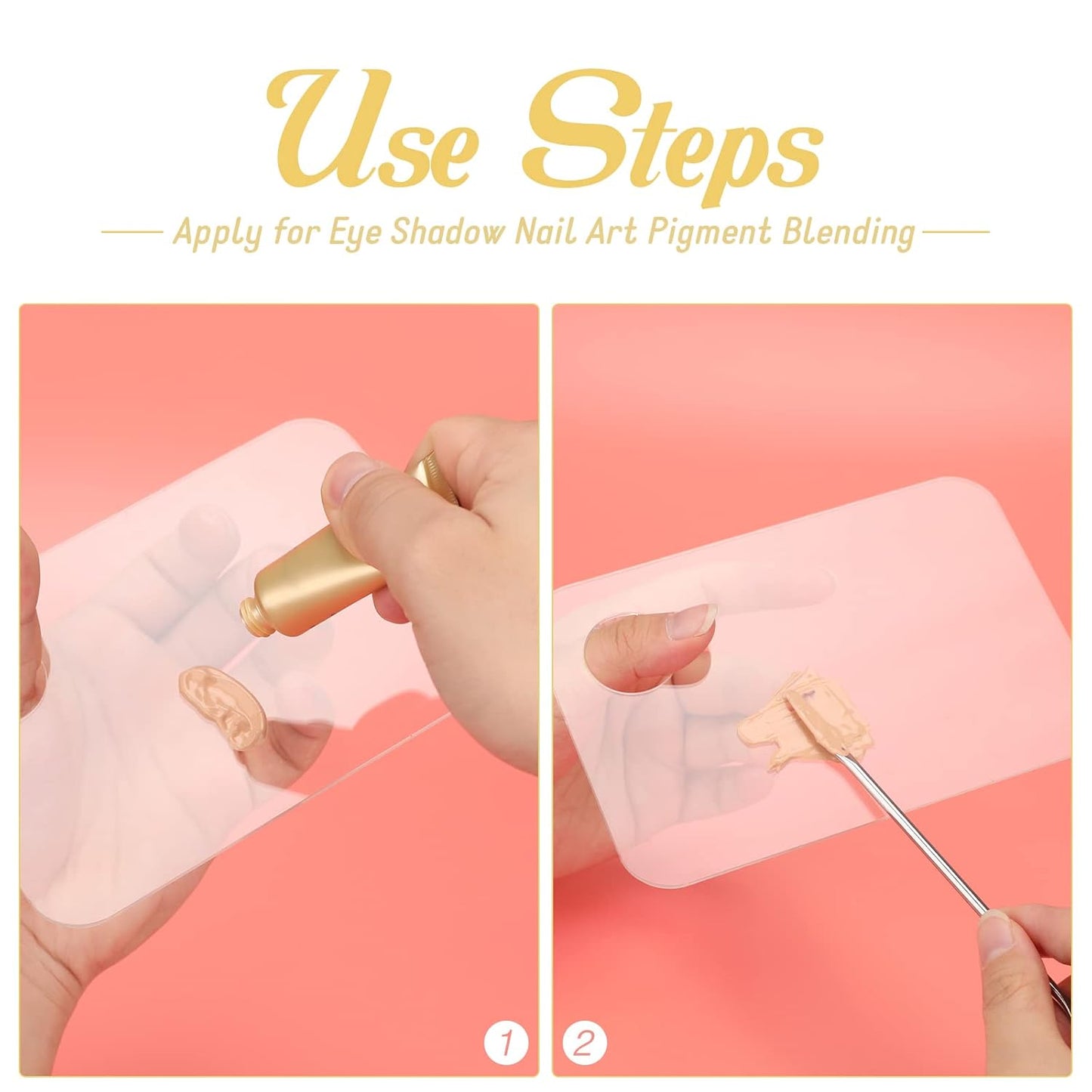 G2PLUS 2PCS Acrylic Cosmetic Palette with 2PCS Spatula,Makeup Palette Mixing Tray Apply for Eye Shadow Nail Art Pigment Blending (Rectangle)