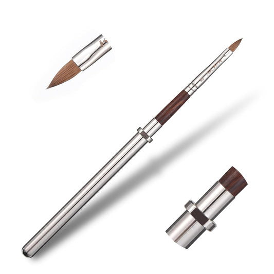 KADS Acrylic Nail Brush with Penholder Nail Brush for Acrylic Application-Oval Shaped Powder Nail Design Tools for Professional Manicure DIY Home Salon (4#)