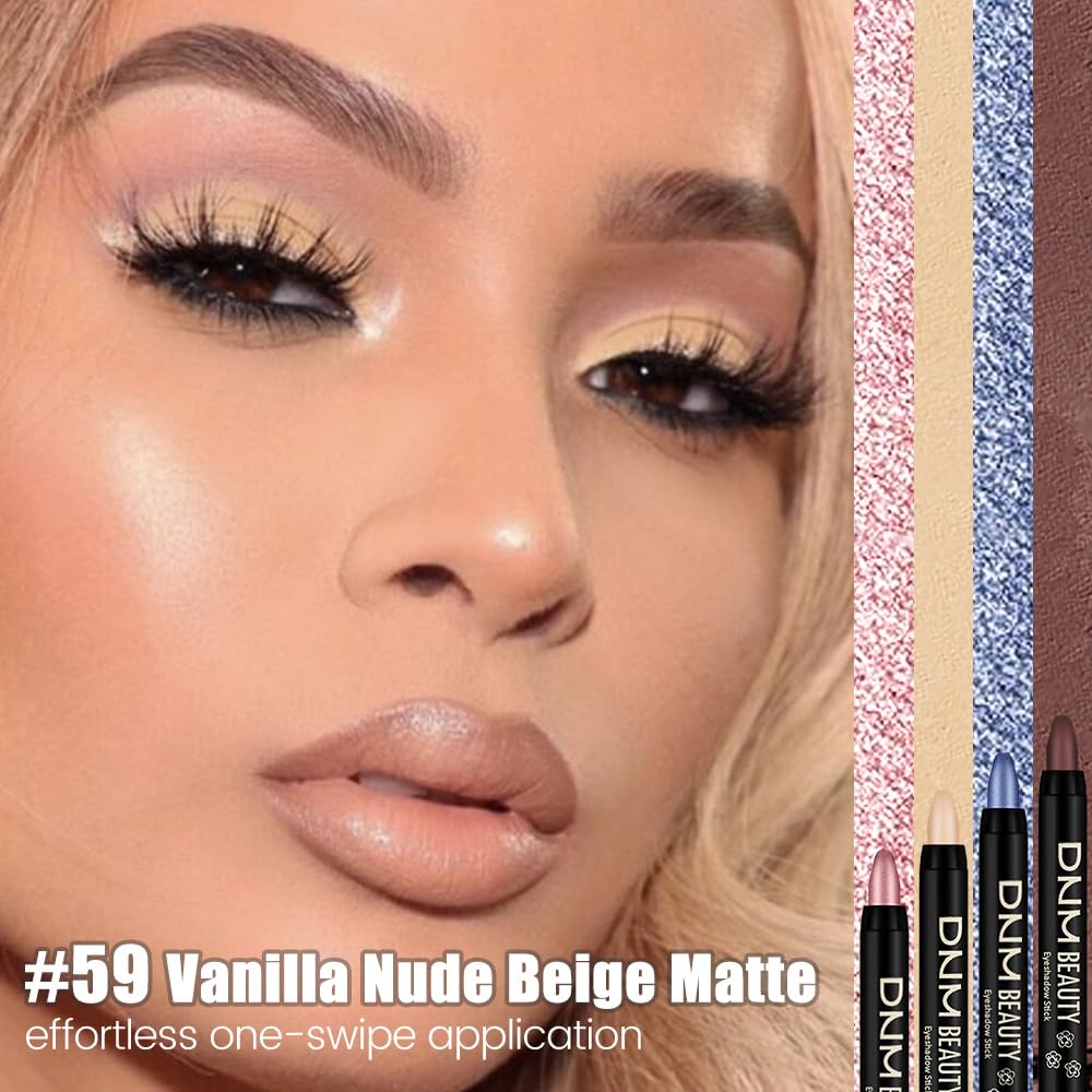 Beige Matte Cream Eye Shadow Stick Makeup for Women, Beige Matte Eyeliner Pencil Eyeshadow Brightener Stick for Eyes, Waterproof Eyeshadow Applicator Blendable, sombras para ojos 59#