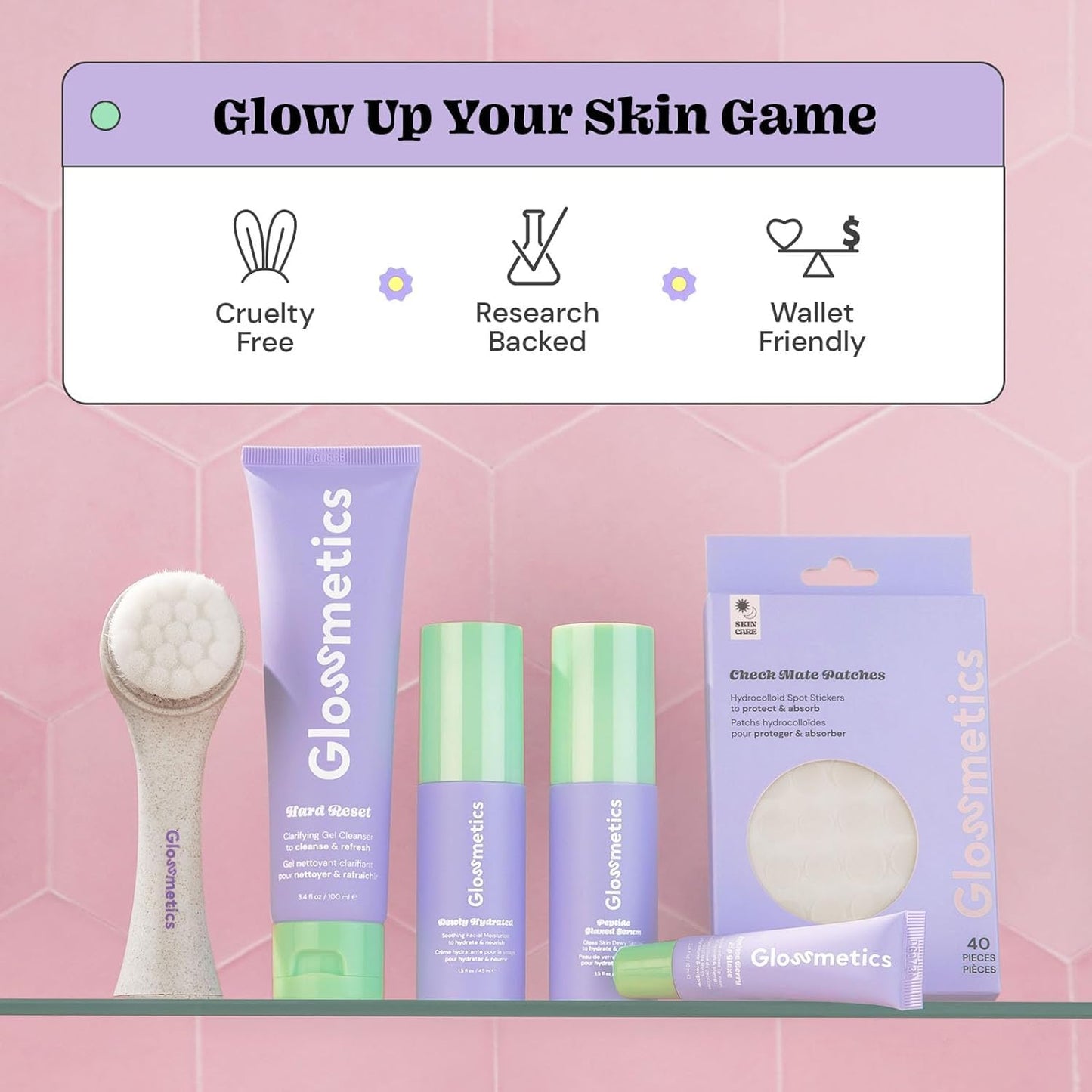 Glazed for Dayz Bundle - Hydrating Skincare Routine Set For Women, Teen Preppy Skincare Set - Includes Peptide Glazed Face Serum, Dewly Hydrated Moisturizer, and Lychee Berry Lip Glaze
