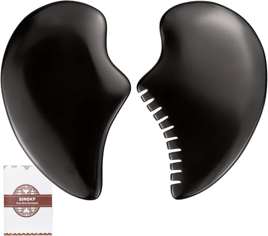 Bian Stone Gua Sha Facial Tools Scraping Massage Face Guasha Board Scraping Plate(Seahorse 2pcs)