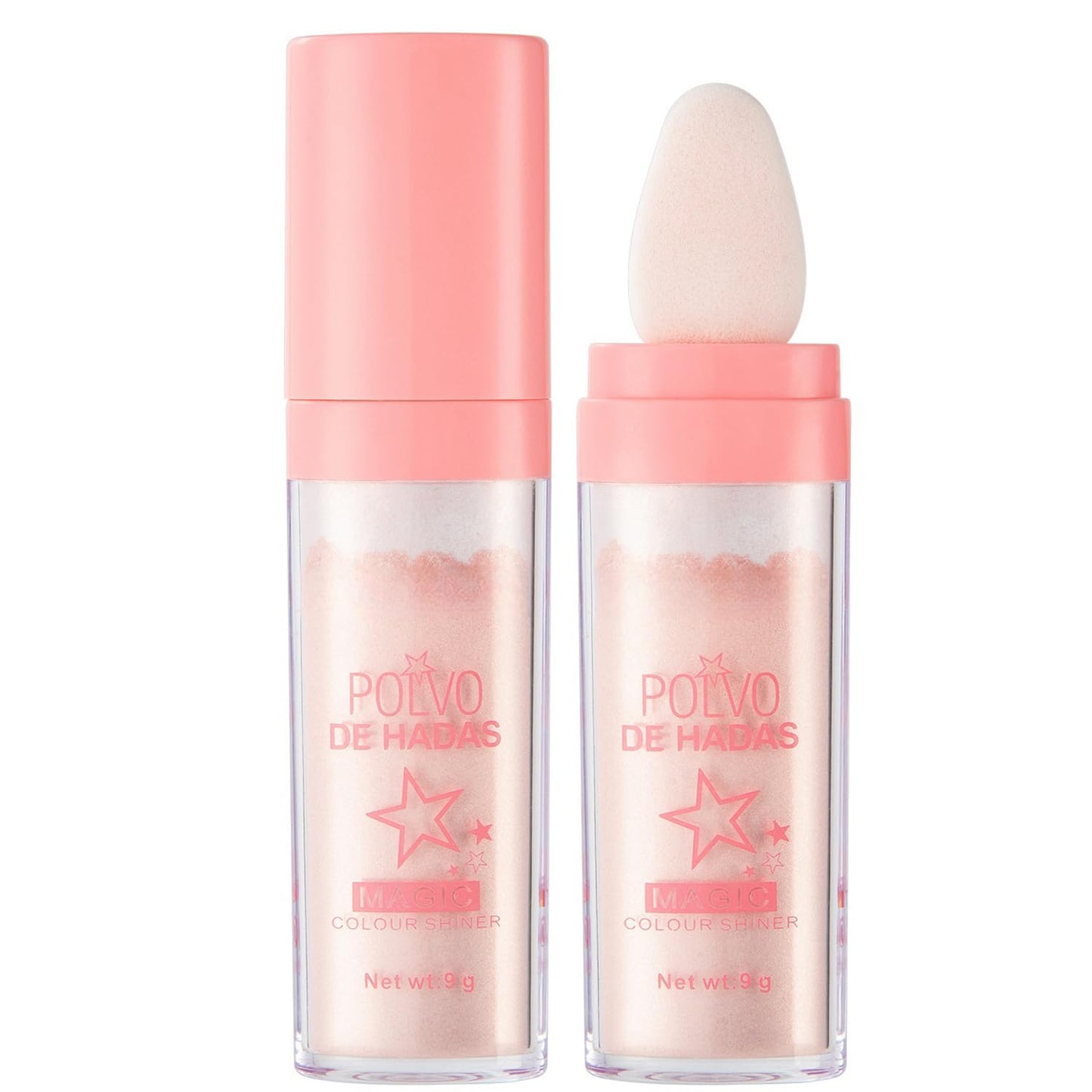 Polvo De Hadas Fairy Dust Highlight Patting Powder - Full Body Contouring and Clavicle Pearlescent Patting Powder for Face and Eye, Halloween Sparkling Body Glitter Powder (#02 Fairy pink)