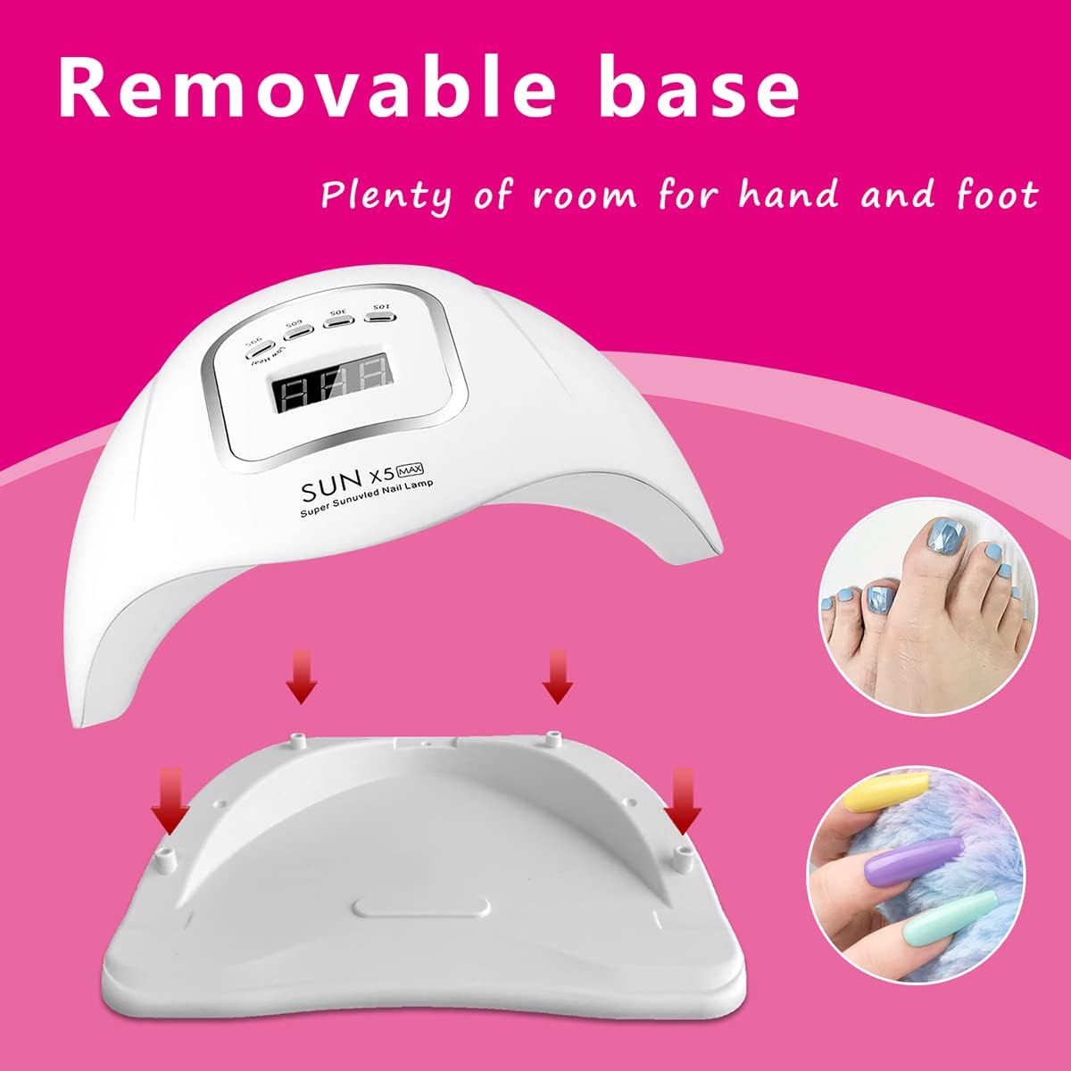 150W UV LED Nail Lamp for Gel Polish - Fast Curing, 4 Timers, Professional Nail Art Tool, Available in White and Pink
