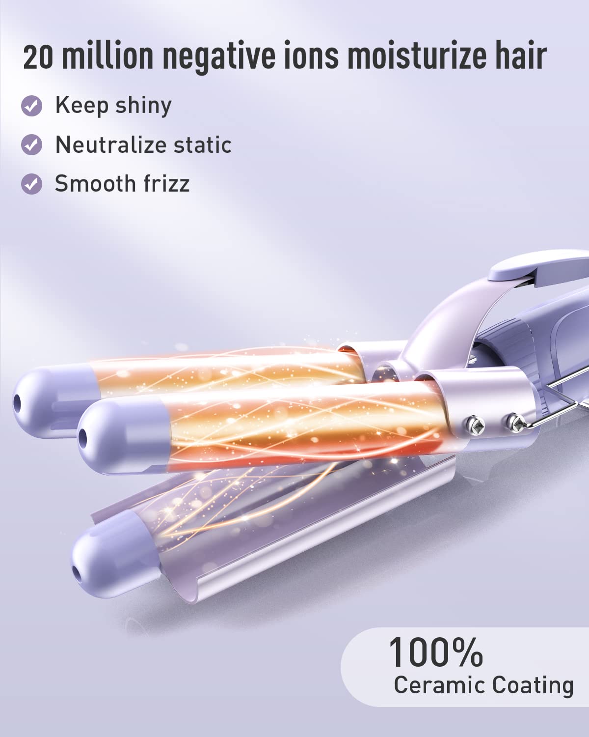 Waver Curling Iron Wand - BESTOPE PRO 5 in 1 Curling Wand Set with 3 Barrel Hair Crimper for Women, Fast Heating Crimper Wand Curler in All Hair Type, Women Gifts - Purple