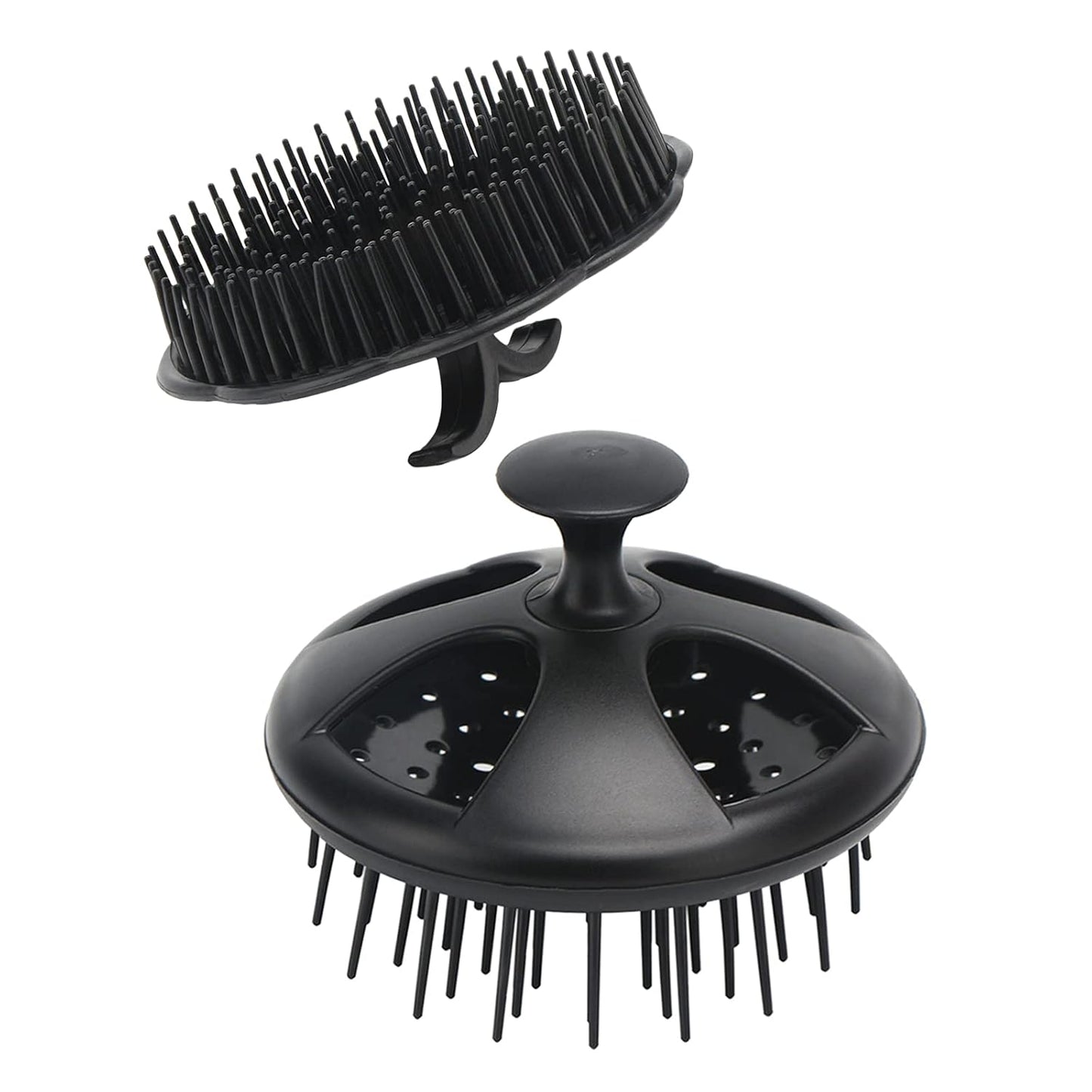 Segbeauty Shampoo Brush, 2 pcs Scalp Massage Floriated Shower Comb Long Short Teeth Set for Curly Hair, Scalp Massage Brush for Hair Growth Beard Brush Pet Grooming Wet Dry Hair Care Brushes Black