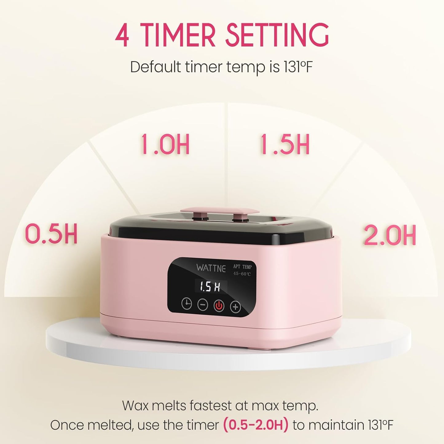 Wattne Paraffin Wax Machine for Hands & Feet – Paraffin Wax Warmer Moisturizing Kit with Auto-Timer & Precision Temperature Control, Paraffin Wax Bath for Arthritis, Dry Skin Care, Home Spa-Pink