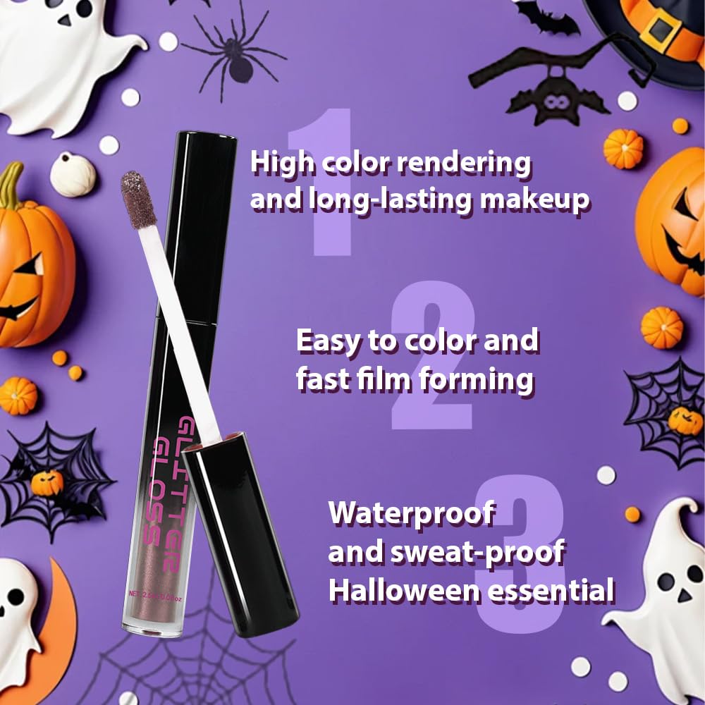 Taupe Metallic Lipstick for Women,Glitter Sparkling Liquid Lipstick,Long Lasting Waterproof Lightweight Comfortable Non-Drying Bold Dark Lip Gloss for Gothic Stage Makeup,Cruelty Free