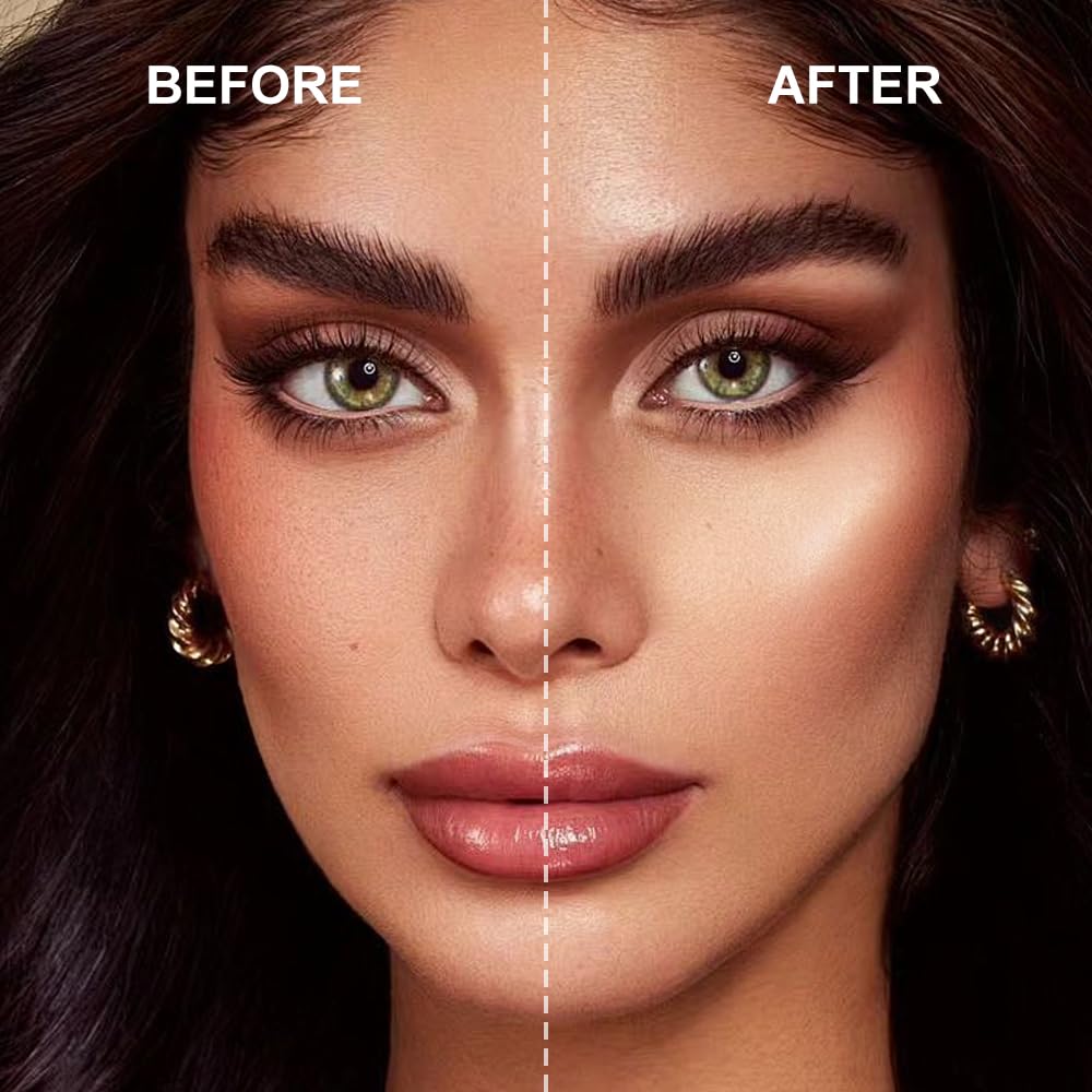 Multi-Use Waterproof Highlighter Stick with Brush – Unidollss 3-in-1 Cream Contour, Bronzer & Blush Stick for Cheeks, Eyes & Lips, Long-Lasting Glow, Easy Application(09 GOLDEN HOUR)