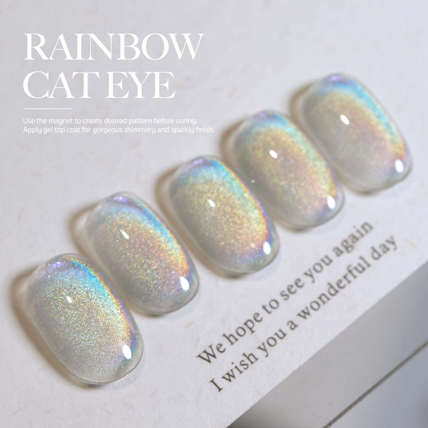 GAOY Rainbow Glitter Cat Eye Gel Nail Polish Set, 6 Holographic Sparkle Colors for Nail Art DIY Manicure and Pedicure at Home
