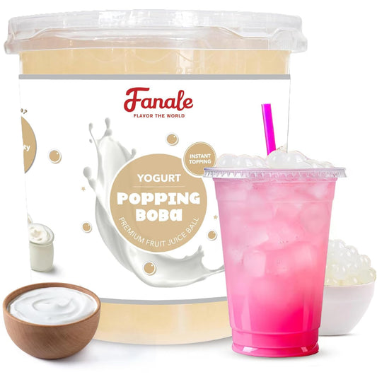 Fanale Yogurt Popping Boba Pearls, Vegan, Non GMO, Gluten Free, Fat Free, Perfect for Bubble Tea, Smoothies, Ice Cream, Desserts, and Beverages.