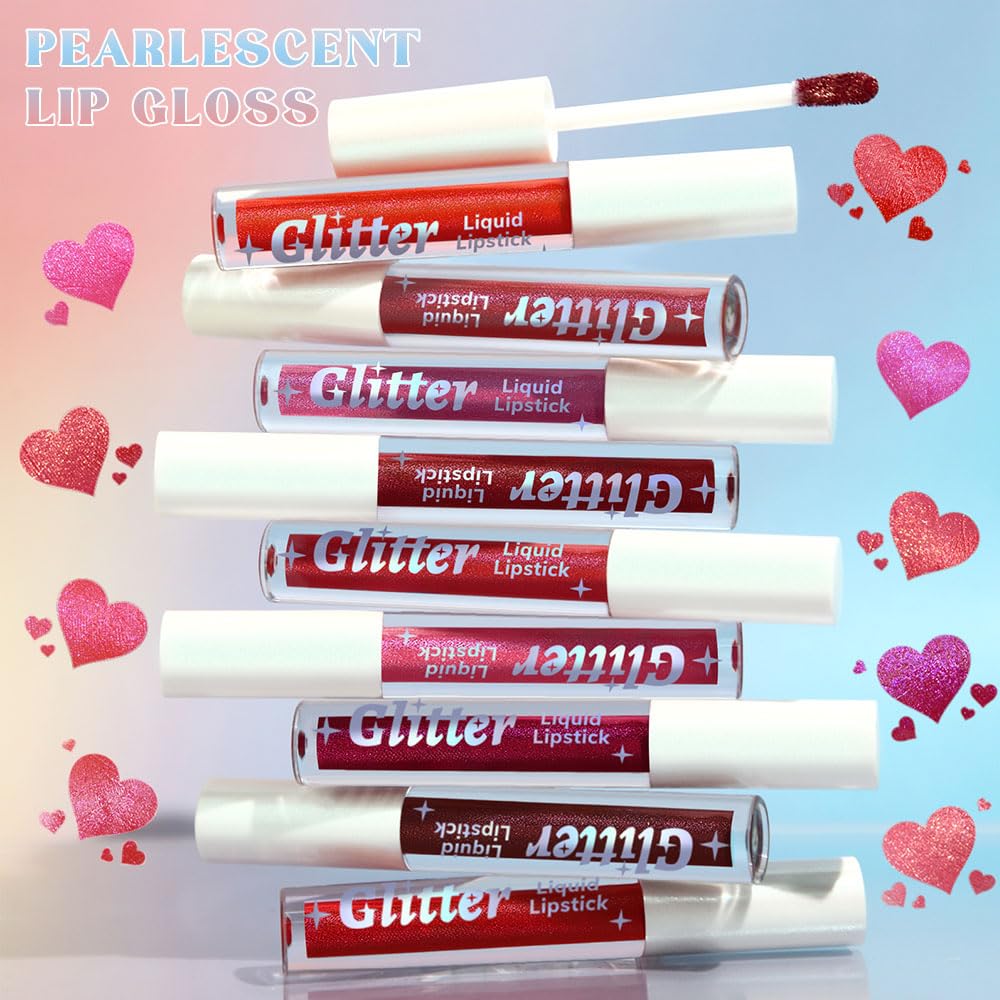 Purple Metallic Lipstick for Women,Lightweight Glitter Sparkling Liquid Lipsticks,Shimmer Lip Gloss Stain Long Lasting Waterproof Smudge Proof Non-Drying 24 Hour Full Coverage Lip Makeup,Vegan