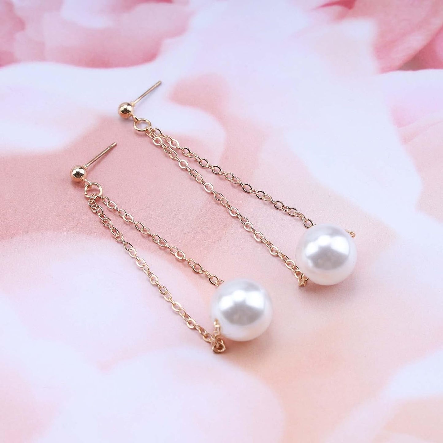 Vintage Pearl Earrings Long Pearl Stud Earrings Boho Gold Pearl Pendant Earrings Big Pearl Dangling Earrings Jewelry for Women and Girls
