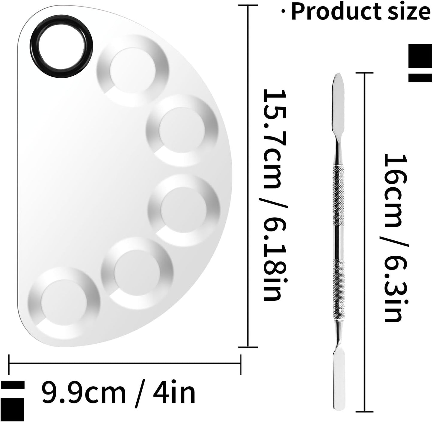 Makeup Mixing Foundation Palette Tools - Stainless Steel Nail Art Palette with Makeup Foundation Spatula Professional Cosmetic Mixing Makeup Palette Tray for Eye Shadow Eyelash Lipsticks Nail Art