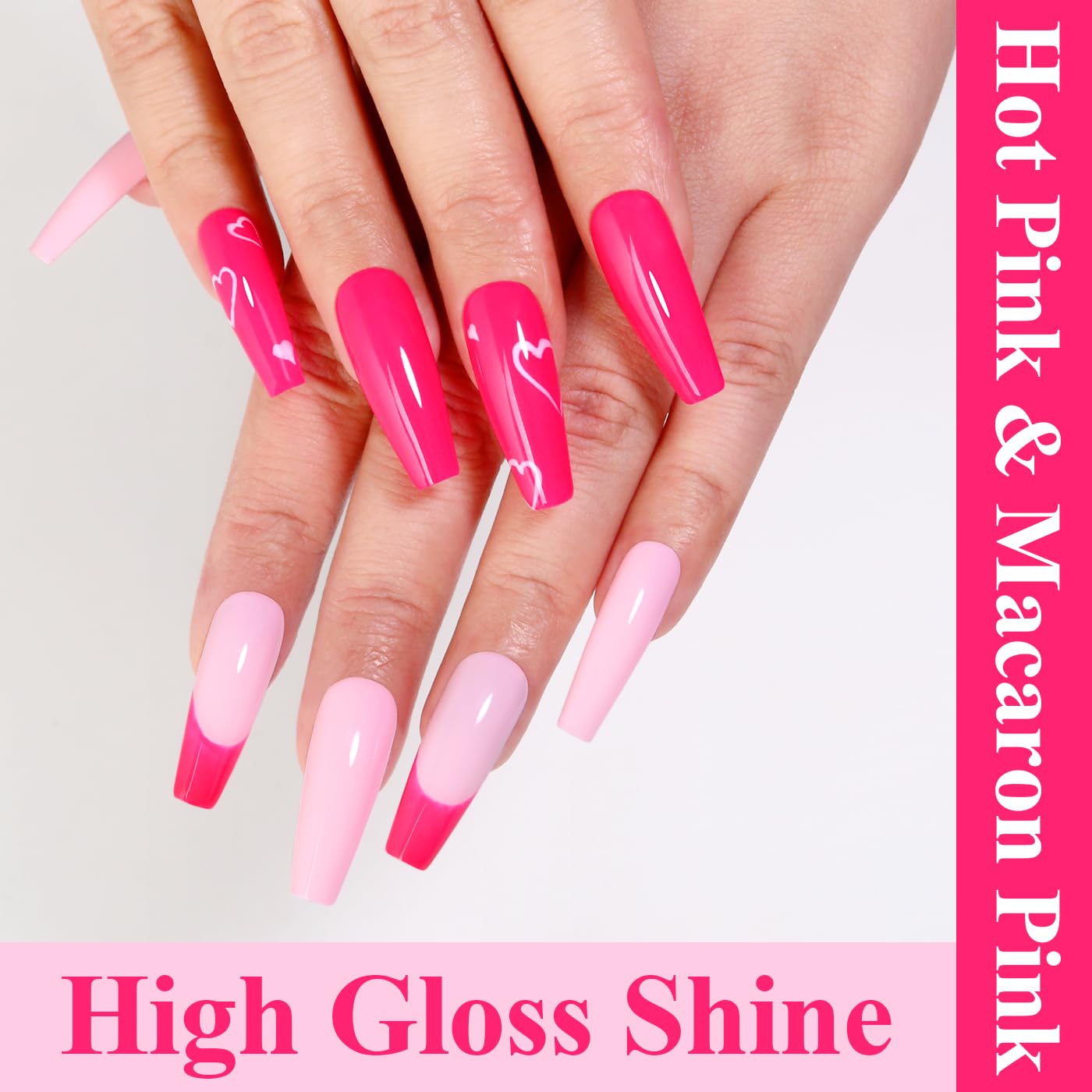 Imtiti Gel Nail Polish Kit, 2 Pcs 10ml Hot Pink & Macaron Pink Colors Gel Polish Soak Off UV LED Spring Summer Pink Gel Polish Nail Art Manicure Salon DIY Design Gel Nail Kit