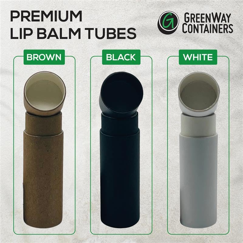 GreenWay 0.15oz / 4.25g Kraft Paperboard Lip Balm Tubes with Lids - 12 Pack Lip Gloss Tubes Refillable DIY Cosmetic Containers – Extra Thick Push-Up Bottom Lip Balm Containers - White