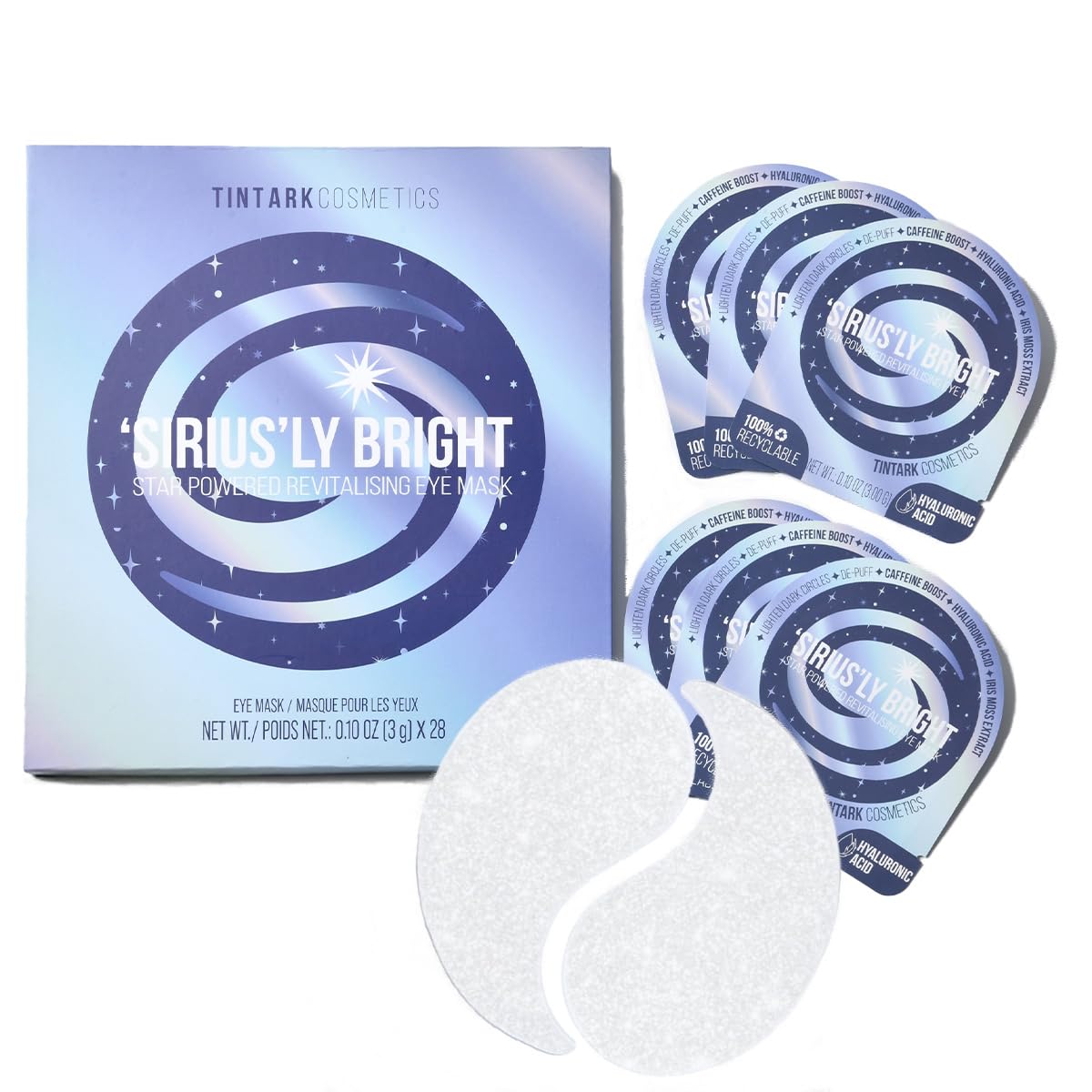 SIRIUS'LY BRIGHT Under Eye Patches 28 Pairs, Reduce Dark Circles Puffiness Bags, Rejuvenate Eye Mask, Eye Gel Pads with Caffeine Boost, Hyaluronic acid, Iris Moss Extract, Gifts for Women and Men