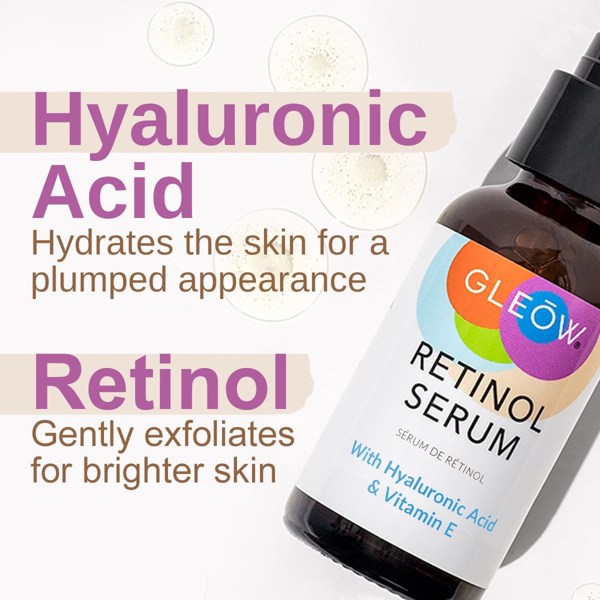 Retinol Serum for Face with Hyaluronic Acid, Retinol for Face Is Suitable for All Skin Types, Hydrating Serum Women and Men Plumps Youthful Appearance 2oz