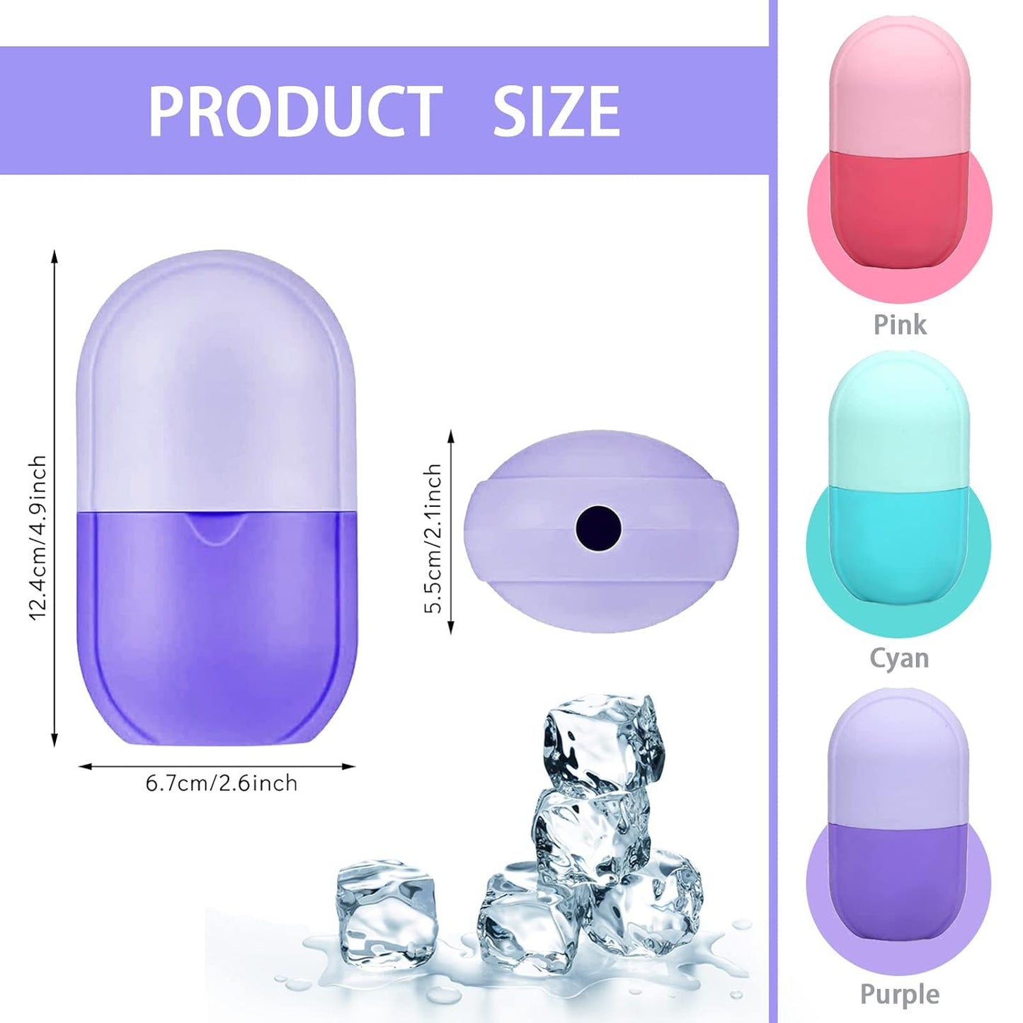 Ice Roller for Face and Eye, Ice face roller,Gua Sha Facial Tools, Facial ice roller, Skin Care Tools,Ice mold for face… (purple-face)