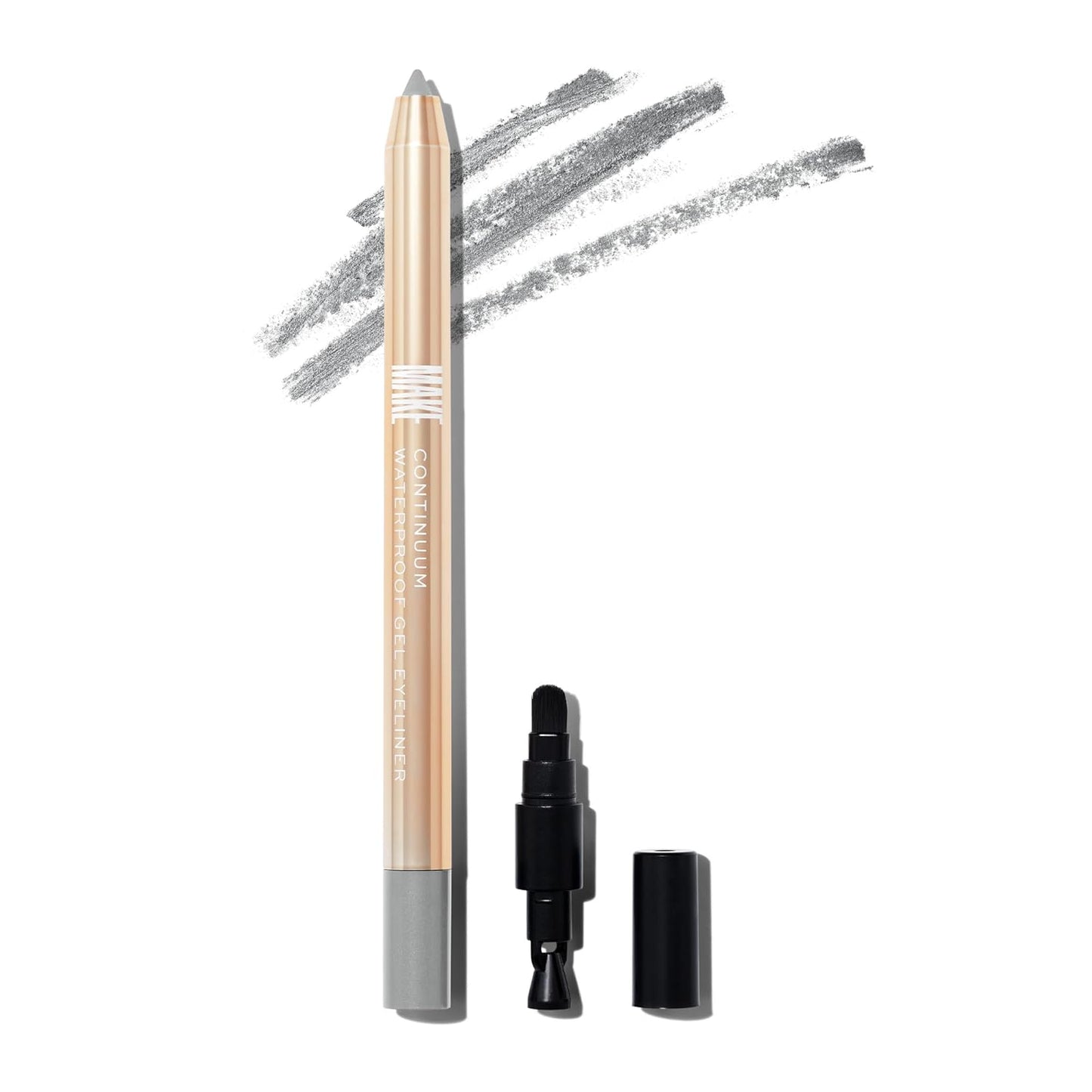 MAKE Beauty Continuum Waterproof Gel Eyeliner Pencil. Creamy, Pigmented Multi-Use, including Waterline with Built-in Sharpener and Blending Brush. Smudge-Proof Makeup. Shade - Interstellar, Silver