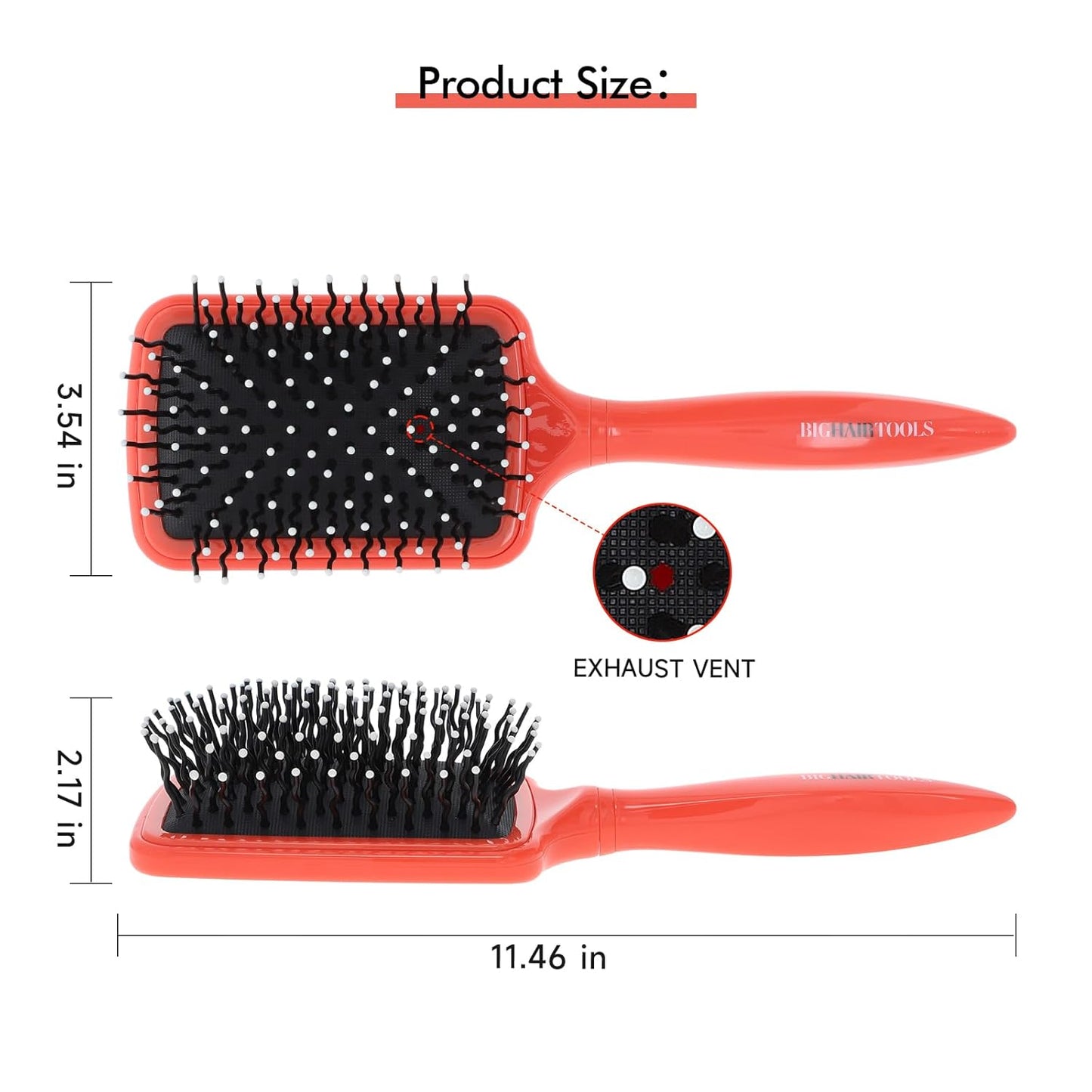 Big Hair Tools, Extra Large Paddle Brush, Cushion Hair Brush, Wavy Pins Reduce Knots and Tangles for Curly, Wavy, Long, Thick Hair