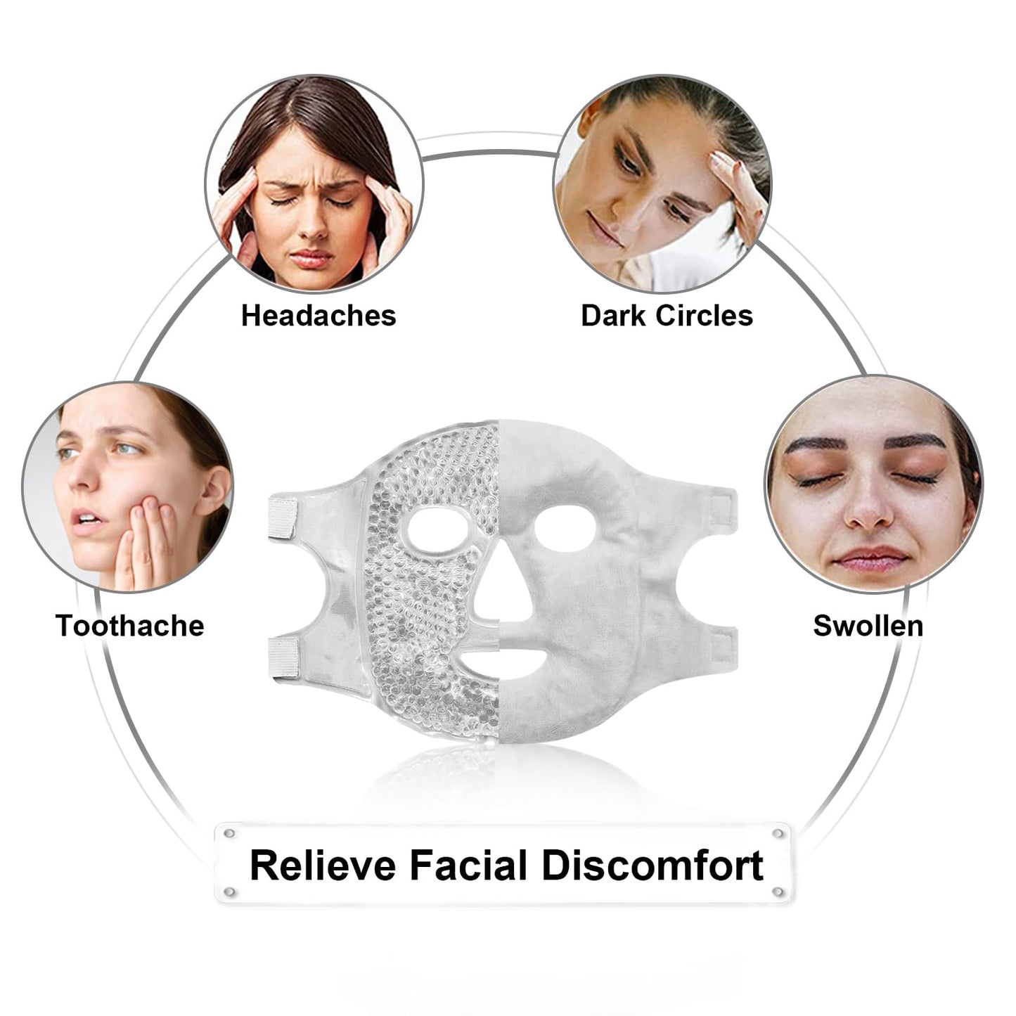 Cold Face Eye Masks Ice Face Mask Hot Cold Compress For Dark Circles, Puffiness, Migraines, Headache, Stress, Redness, Cooling Face Masks For Women Man, Skin Care