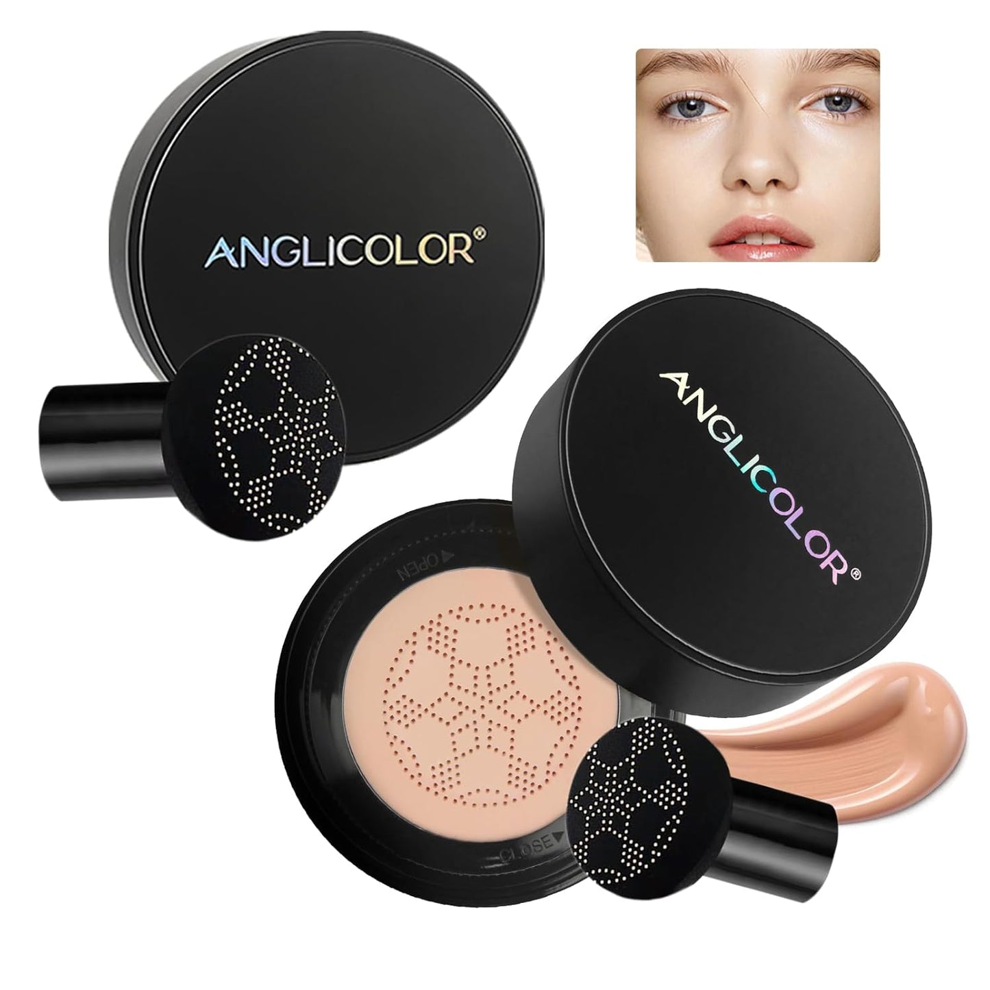 Mushroom Head Air Cushion CC Cream Strong Concealer 2PC,Face Makeup Cushion Foundation Long Lasting,Moisturizing BB Cream Makeup Base Primer Even Skin Tone for All Skin Types (2PC 01, 200g)