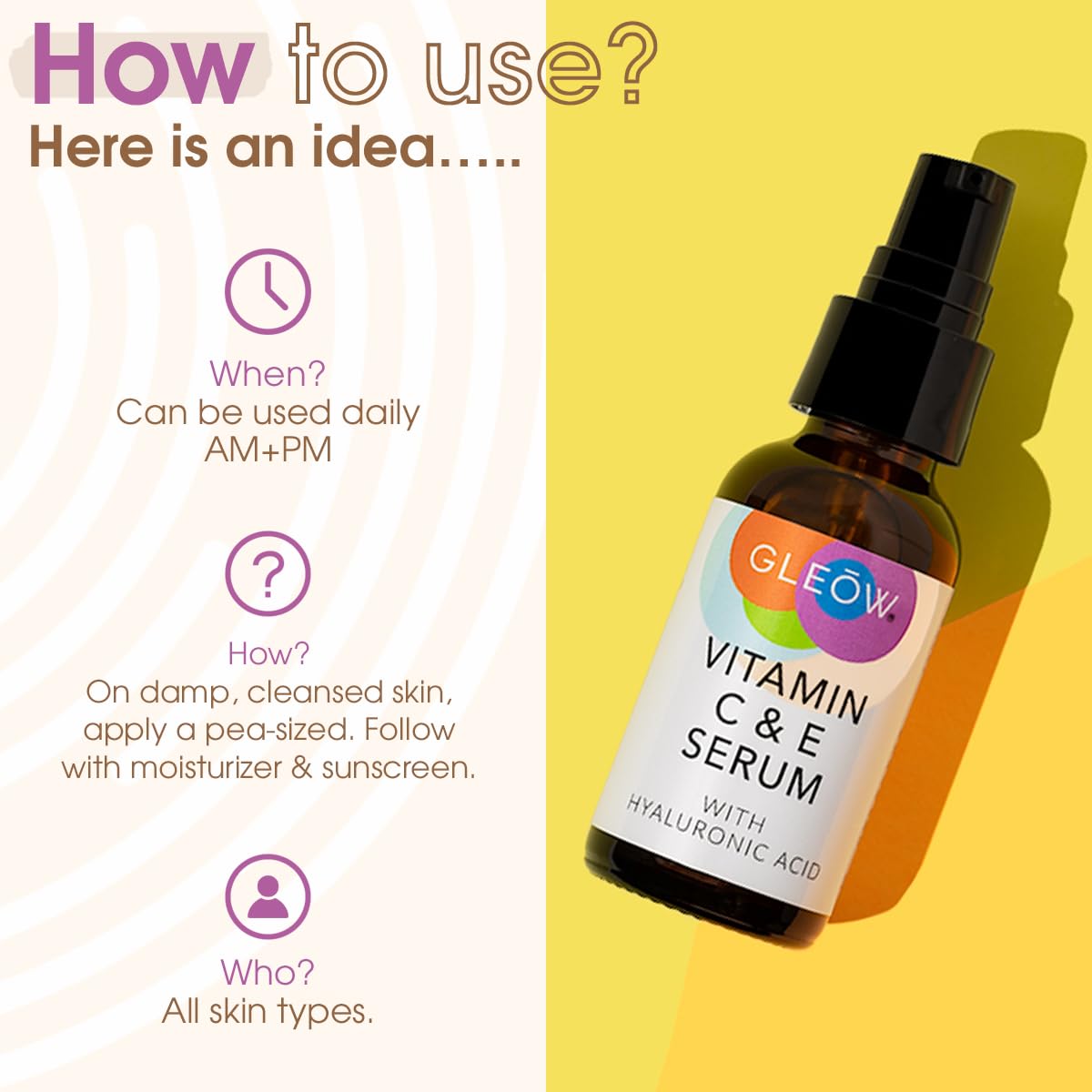 Vitamin C Face Serum, Hydrating Vitamin C Serum for Face with Hyaluronic Acid, Suitable For All Skin Types, Targets the Appearance of Dull Spots 2oz