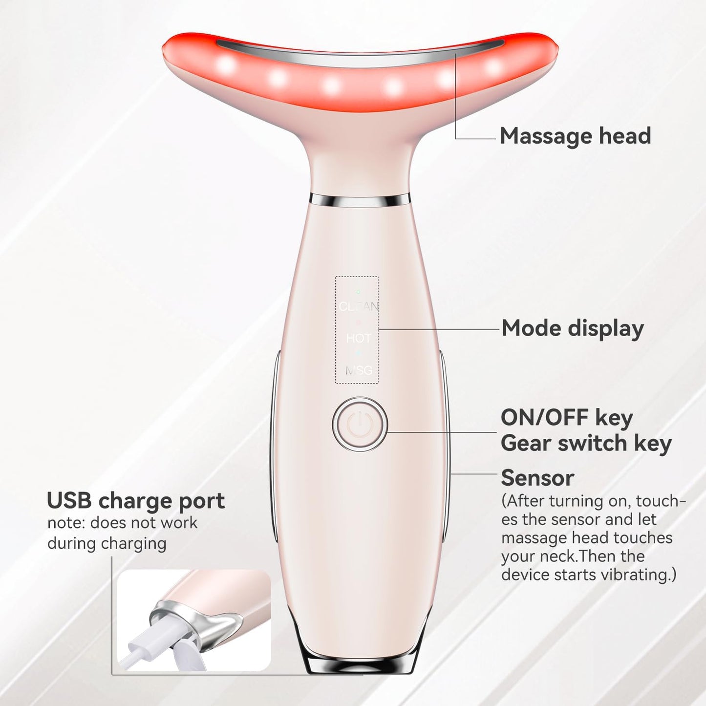 7 Color Neck Face Massager, Portable Facial Massager, Face Sculpting Tool for Skin Care with Vibration, Thermal