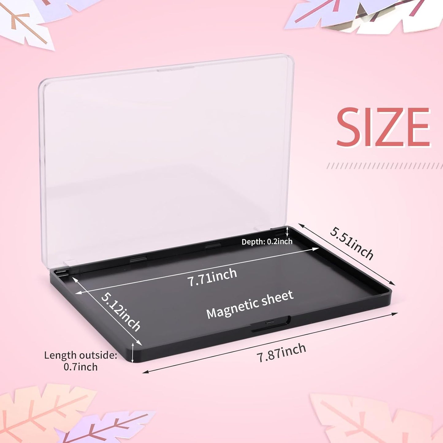 Large Empty Magnetic Eyeshadow Palette with Clear Top, Travel Makeup Organizer with 40Pcs Adhesive Metal Stickers For DIY Your Own Powder Palette (Large Palette - 7.87”x5.51”)