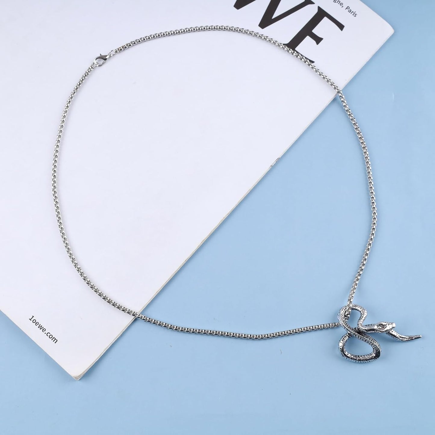 Vintage Snake Pendant Necklace Punk Snake Necklace Serpent Choker Necklace Silver Box Chain Necklace Jewelry for Women