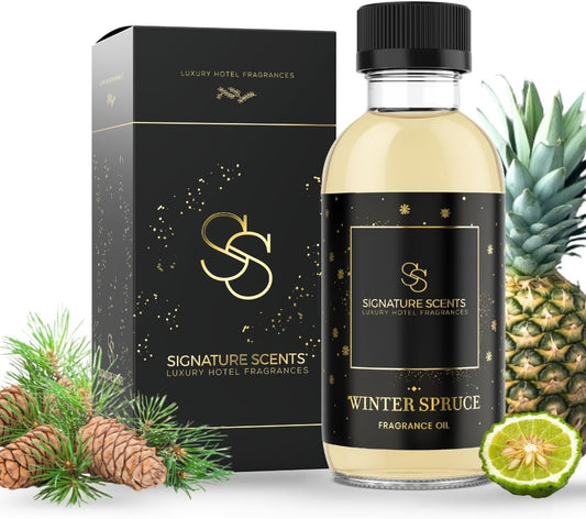 Luxury Hotel Diffuser Oil for Hotels and Homes - Aromatherapy Oils for use with an Essential Oil Diffuser at Home - Fragrance-Scent Diffuser Oil Blend (Winter Spruce) 4.05fl oz (120ml)