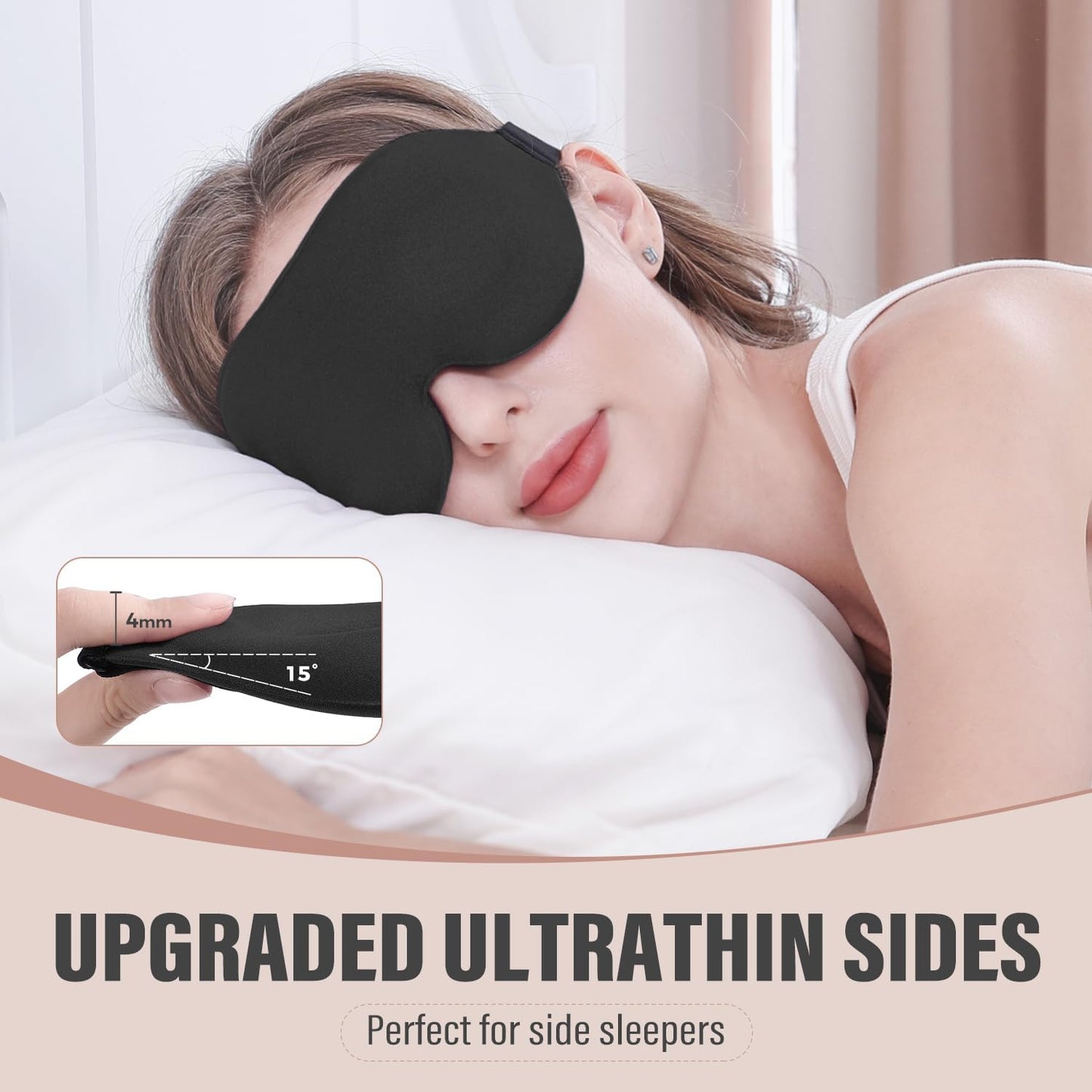 YIVIEW Sleep Mask for Side Sleeper, Complete Light Blocking 3D Sleeping Eye Mask, Soft Breathable Eye Cover for Women Men, Relaxing Zero Pressure Night Blindfold