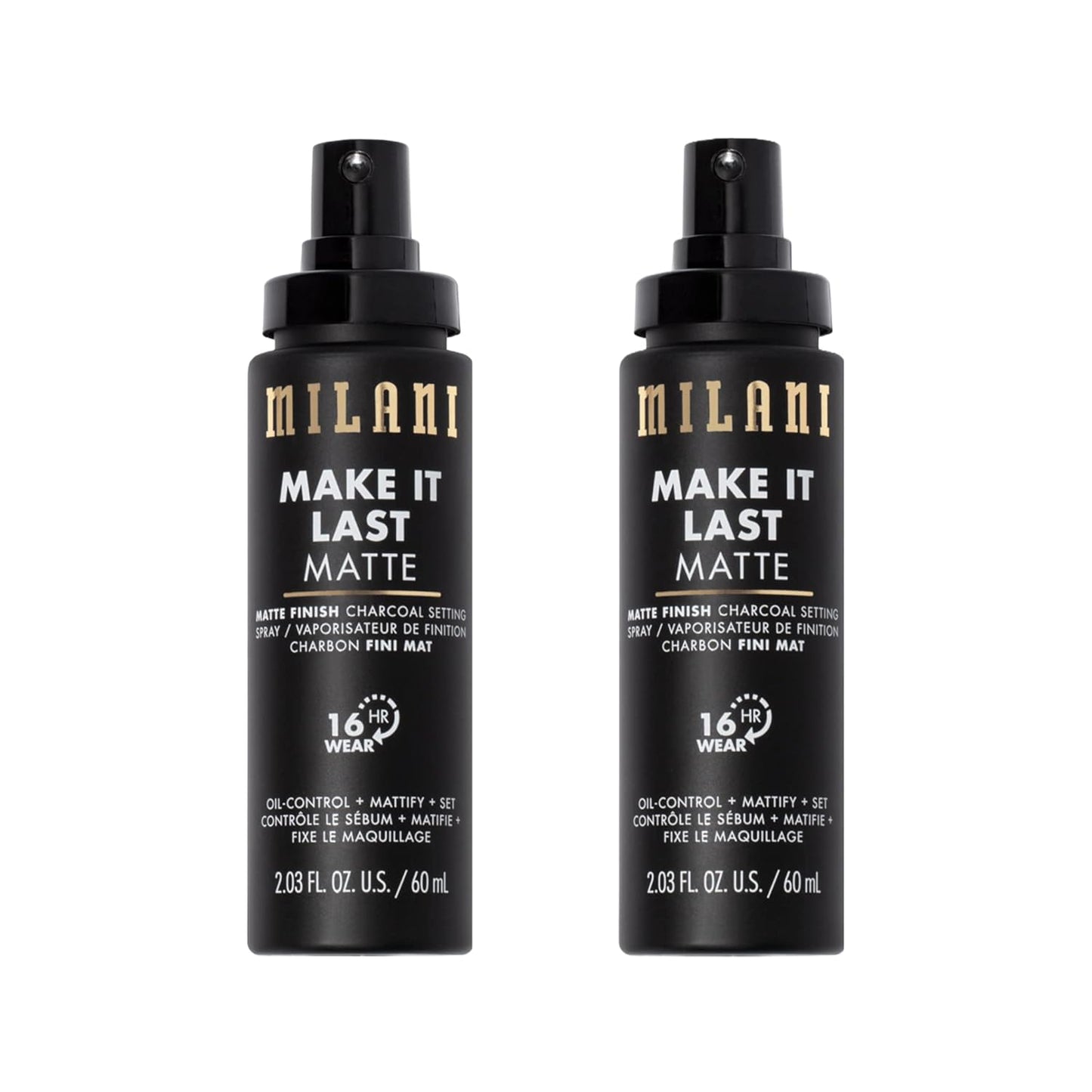 Milani Setting Spray + Primer, Make It Last Matte- Oil Absorbing Charcoal Formula to Control Shine, Matte Finish Setting Spray for Makeup and Primer for Oily Skin, Prime +Correct + Set - 2 Pack