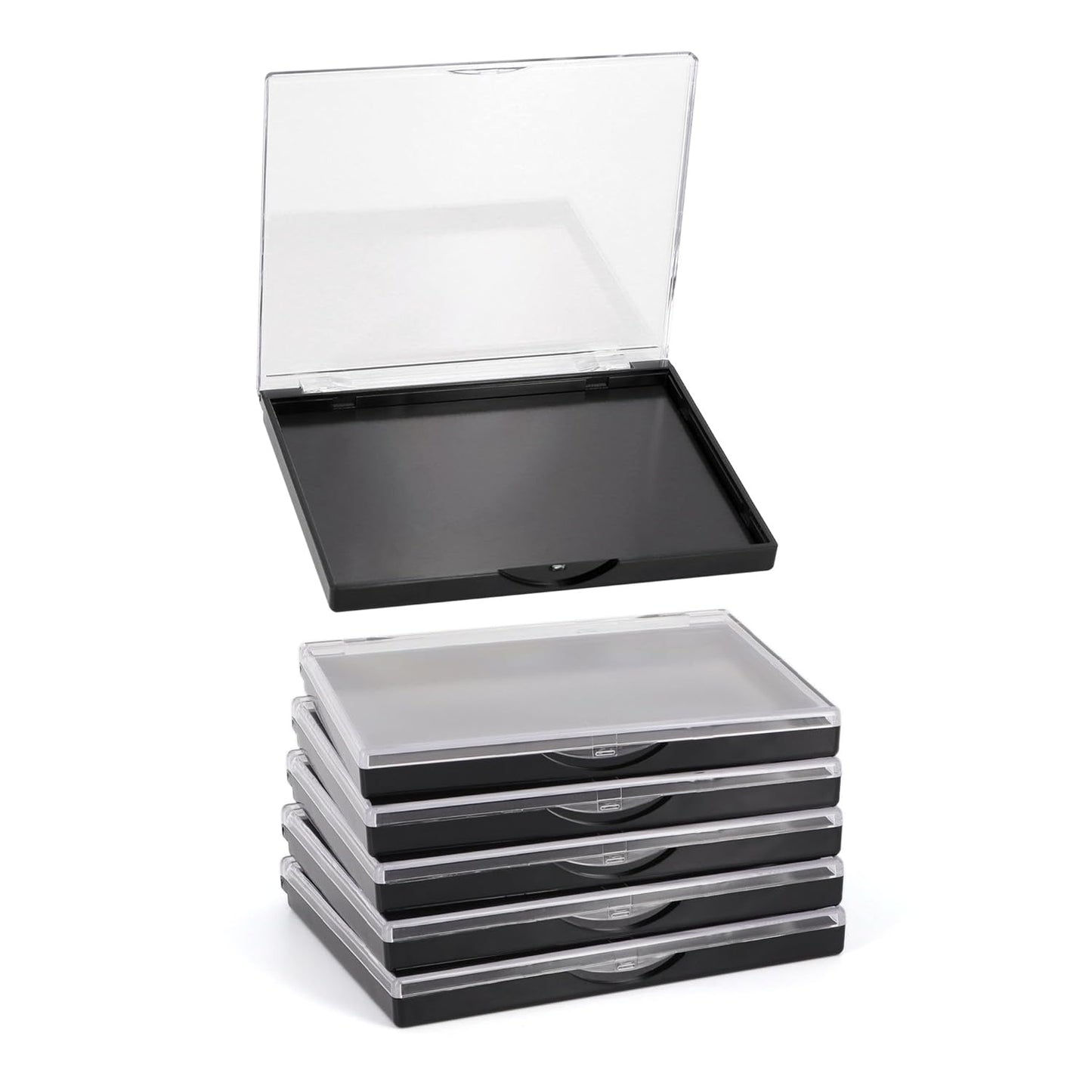 Magnetic Makeup Palette with Clear Top, 5 Pack Empty Eyeshadow Palettes depots Travel Storage Box for DIY Cosmetics Bronzer Highlights Powder (Small Palette - 4.8" x 4")