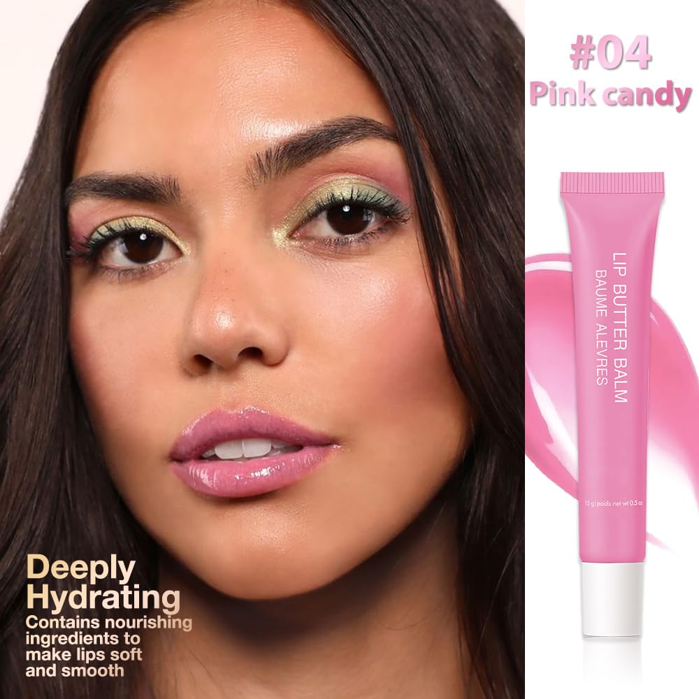 1Pcs Tinted Lip Balm Serum Makeup, Squeeze Hydrating Tint Lips Balms Serum Cosmetic, Women Care Glossy Nourishing Plumping Lip Stain Gloss Lipstick, Suitable for dry lips, Long-Lasting Color 04