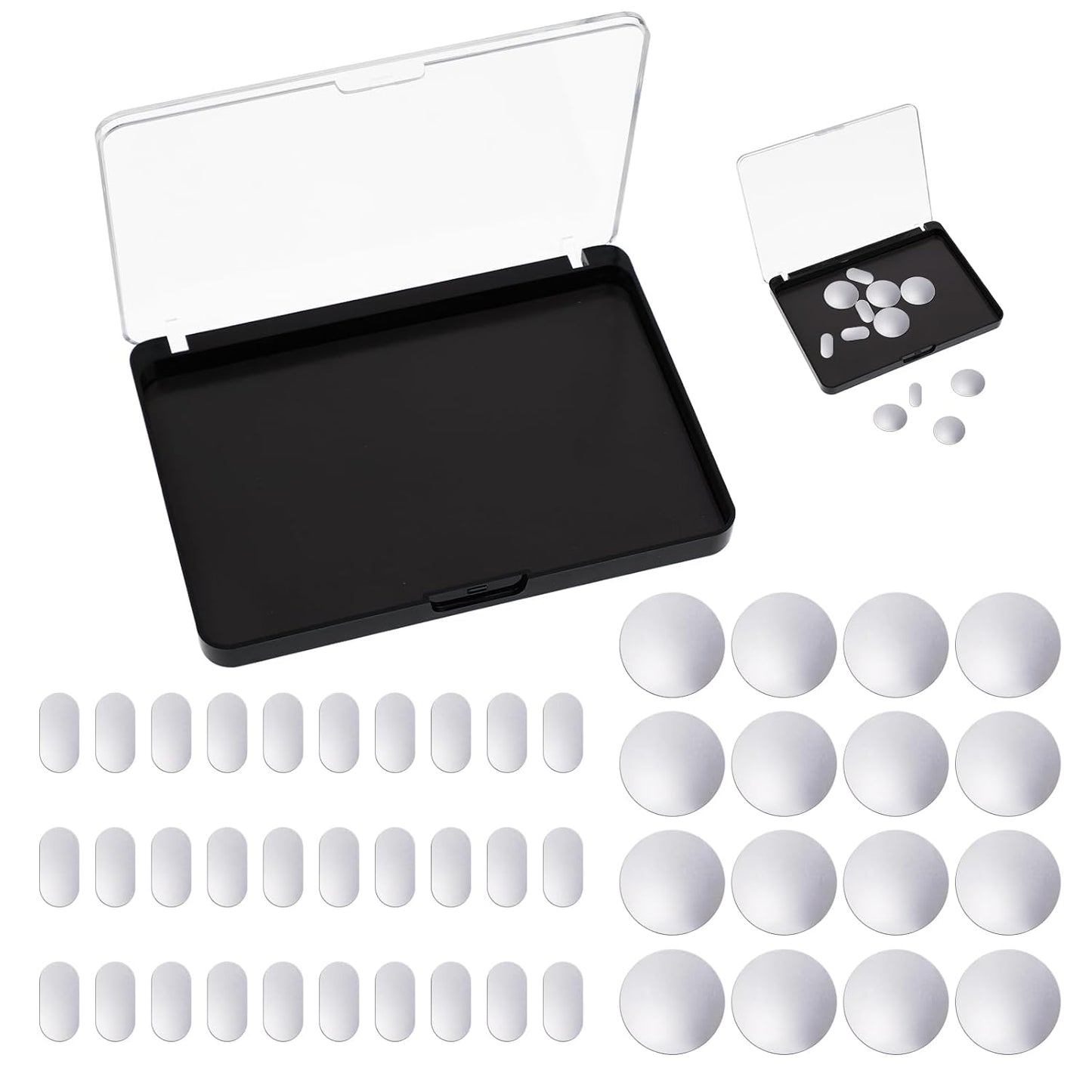 Empty Magnetic Makeup Palette Set, 1pc Magnetic Makeup Palette+ 20PCS Round Adhesive Metal Stickers + 30PCS Square Adhesive Metal Stickers for DIY Eyeshadow Blush