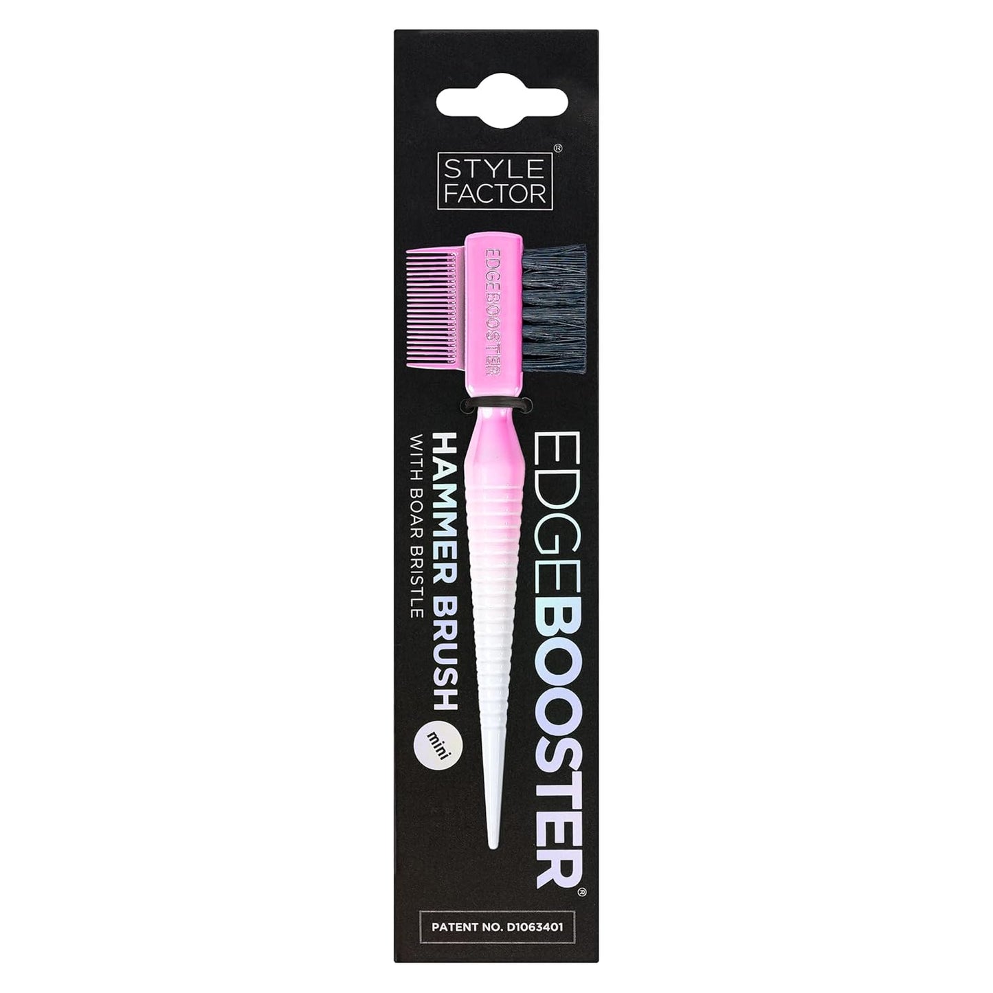 STYLE FACTOR EDGE BOOSTER® Hammer Brush Rat Tail– Double-Sided Edge Control Brush & Comb with Boar Bristles – For Edges, Slick Backs, Baby Hair Styling, and Taming Flyaways- Travel Size