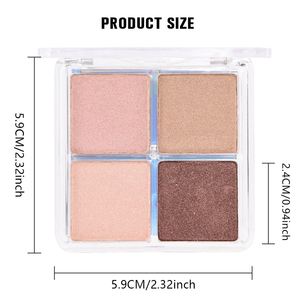 evpct Eyeshadow Quad Palette, Rose Gold Bronze Nude Pink Mink Mauve Glitter Shimmer Metallic Matte High Pigment Mini Eye Shadow Palette Makeup for older Women, Smudge Proof Vegan Cruelty-free Decadent