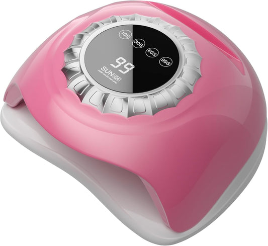 Pink UV LED Nail Lamp – Elegant Touch Screen Nail Dryer with 4 Timer Settings, Detachable Base & Dual Light Beads for Quick Gel Polish Curing – Salon-Quality Manicure at Home