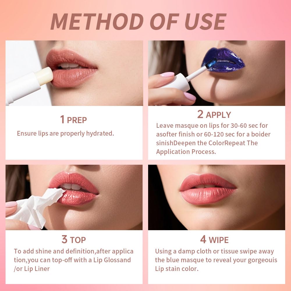 Lip Stain Peel Off Set–Long Lasting Waterproof Lip Tint, Smudge Proof Transfer Resistant Lip Stains Tattoo,High Pigment Matte Lip Color, Kiss Proof Peel Off Lip Stain Masque, Stay Lip Makeup 02+09