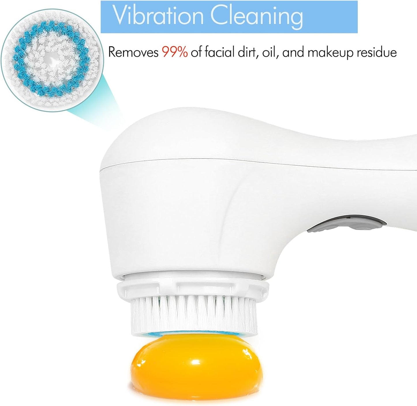 Microtree Facial Cleansing Brush, Electric Face Scrubber Exfoliator for Women Skin Care Deep Cleaning Exfoliating, Rechargeable Waterproof with 2 Sonic Vibration Speeds for Home & Travel(White)