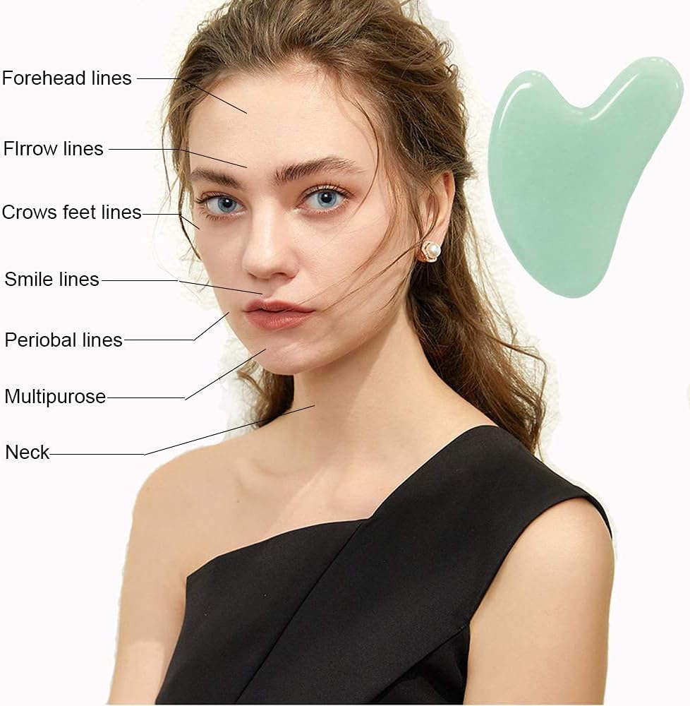 Ditind Gua Sha, Jade Stone Gua Sha Massage Tool, Guasha Tool for Face and Body Skin Massage. Gua Sha Set for Toxins Prevents Wrinkles for SPA Acupuncture, Therapy Trigger Point Treatment.