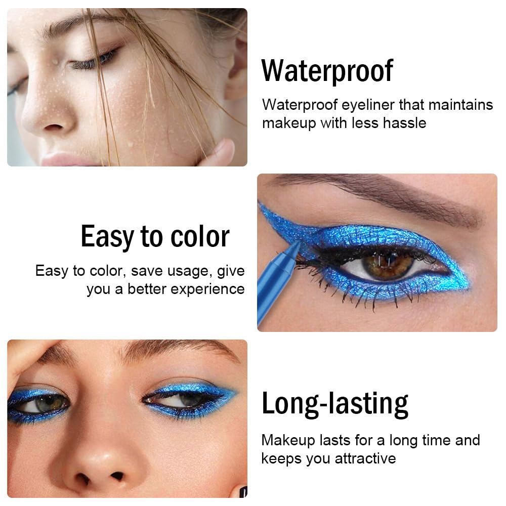 Kaely Gel Eyeliner Pencil for Women, Deep Sea Blue Eye Liner Waterproof Smudge Proof with Sharpener, Waterline Eye Makeup Liners, delineador de ojos contra el agua, Vegan & Cruelty-Free, 08