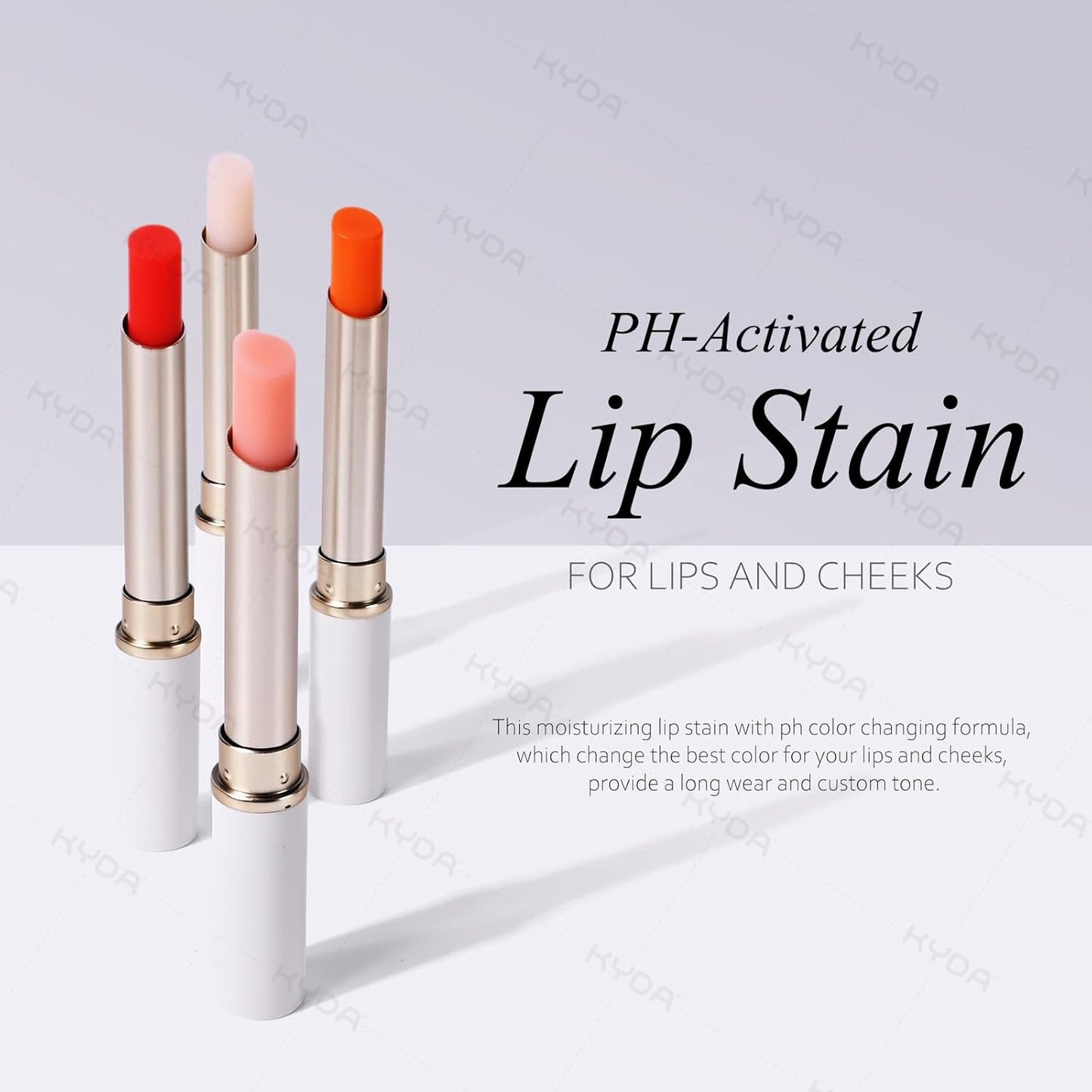 KYDA PH-Activated Lip and Cheek Stain, PH Color Changing Formula for Lasting Custom Lip Color, Keep Lips Soft and Moisturizing with Avocado Oil, Multiuse Color Balm, PEACH