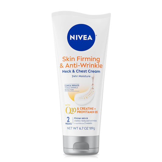 NIVEA Skin Firming & Anti Wrinkle Neck & Chest Cream with Coenzyme Q10, Creatine and Provitamin B5, Skin Firming Cream Reduces the Look of Fine Lines and Wrinkles, 6.7 Oz Tube