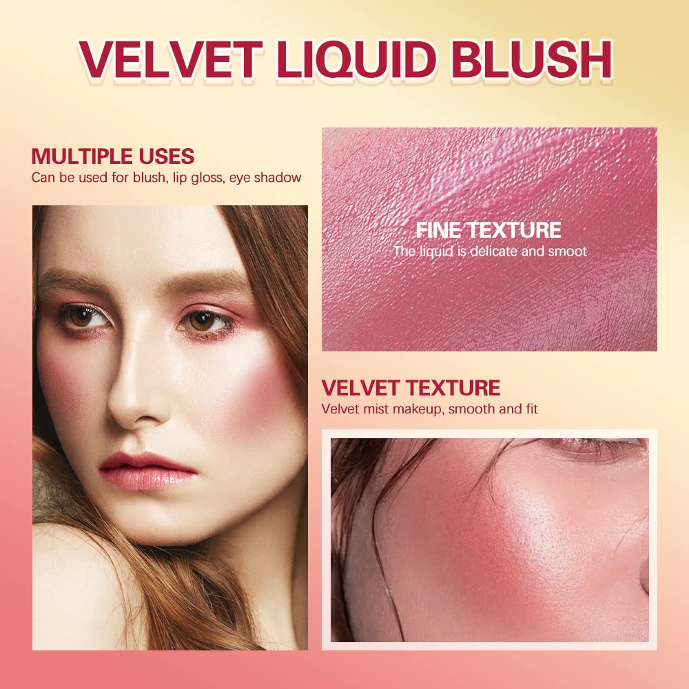 Liquid Blush For Cheeks, Soft Velvet Cream Blush Face Blush Makeup, Pink Blush Red Blush Skin Tint, Natural-Looking Matte Finish Makeup Blush Stick, Waterproof&Long Lasting Dewy Cheek Tint, Moisturizing&Lightweight Blendable Feel Blush Makeup (2#)