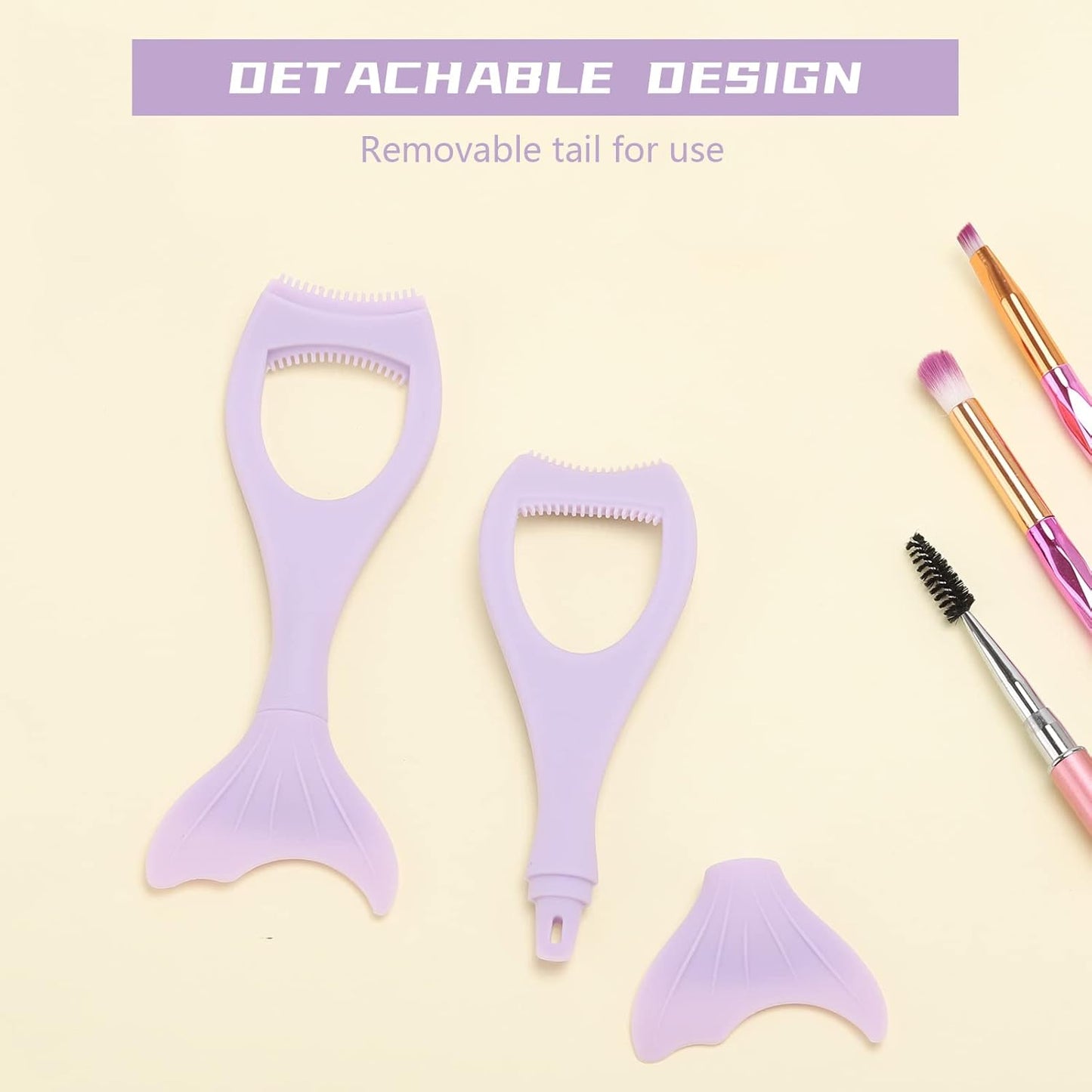 Tbestmax 2 in 1 Mascara Eyeliner Guard, Silicone Mascara Lash Shield Applicator, Eyelash Comb Purple 2 Pcs