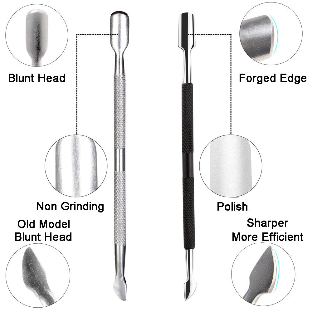 Ejiubas Cuticle Trimmer with Cuticle Pusher Cuticle Nipper Professional Grade Stainless Steel Cuticle Remover Cutter Clipper Durable Pedicure Manicure Tools (Black)