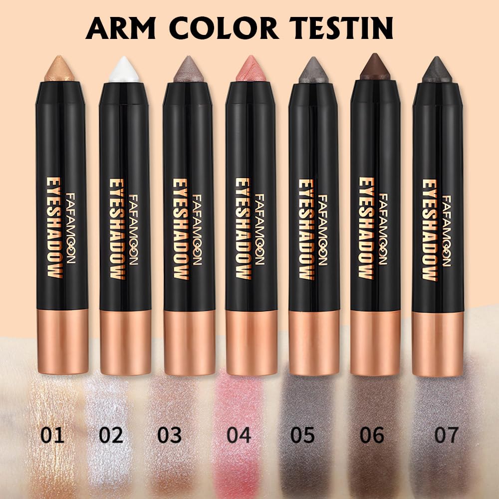 2Pcs Monochrome Cream Shimmer Glitter Eyeshadow Pencil Stick for Women, Eye Shadow Eyeliner Pencil Sticks Makeup, sombras para ojos, Waterproof, Vegan & Cruelty-Free, (02+06, 2Pcs)