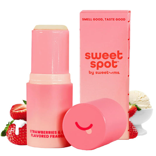 SweetSpot Flavored Solid Perfume Stick, Portable Travel Perfumes for Women, Long Lasting Fragrances, Non Sticky Formula, Natural Ingredients, Fragrance Stick (Strawberries and Cream)
